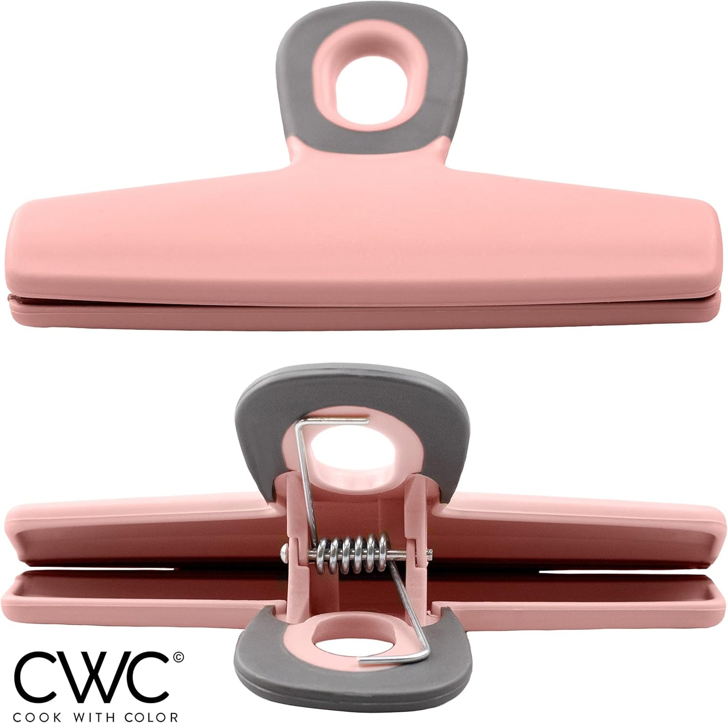COOK WITH COLOR Food Clips - Wide Heavy Duty Chip Clips, Large Bag Clips for Food Storage with Air Tight Seal Grip, Pack of 8, Pink
