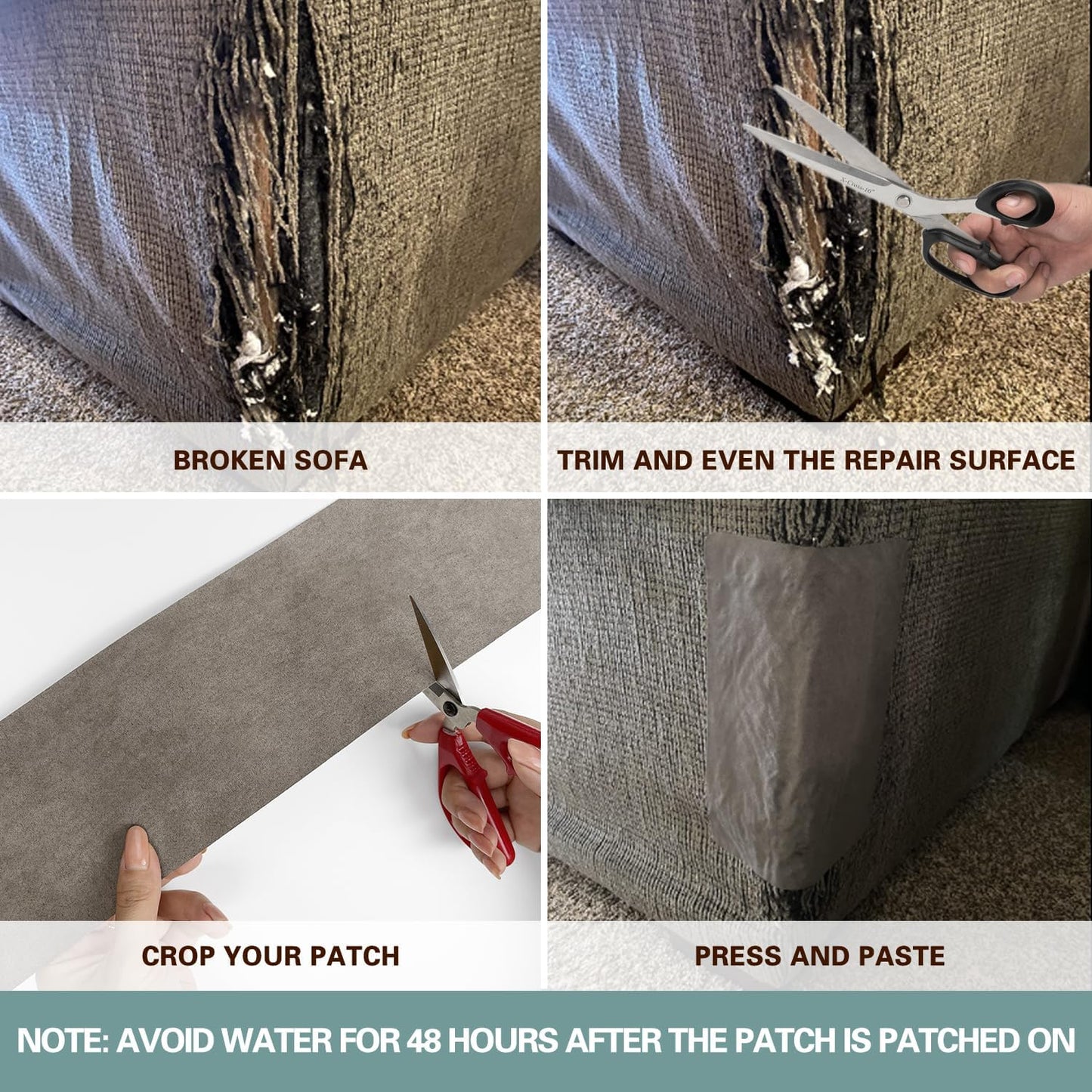 Azobur Sofa Fabric Repair Patch, Oversized Microfiber Patch, Self-Adhesive Repair Fabric, Super Cost-Effective (Olive Green)