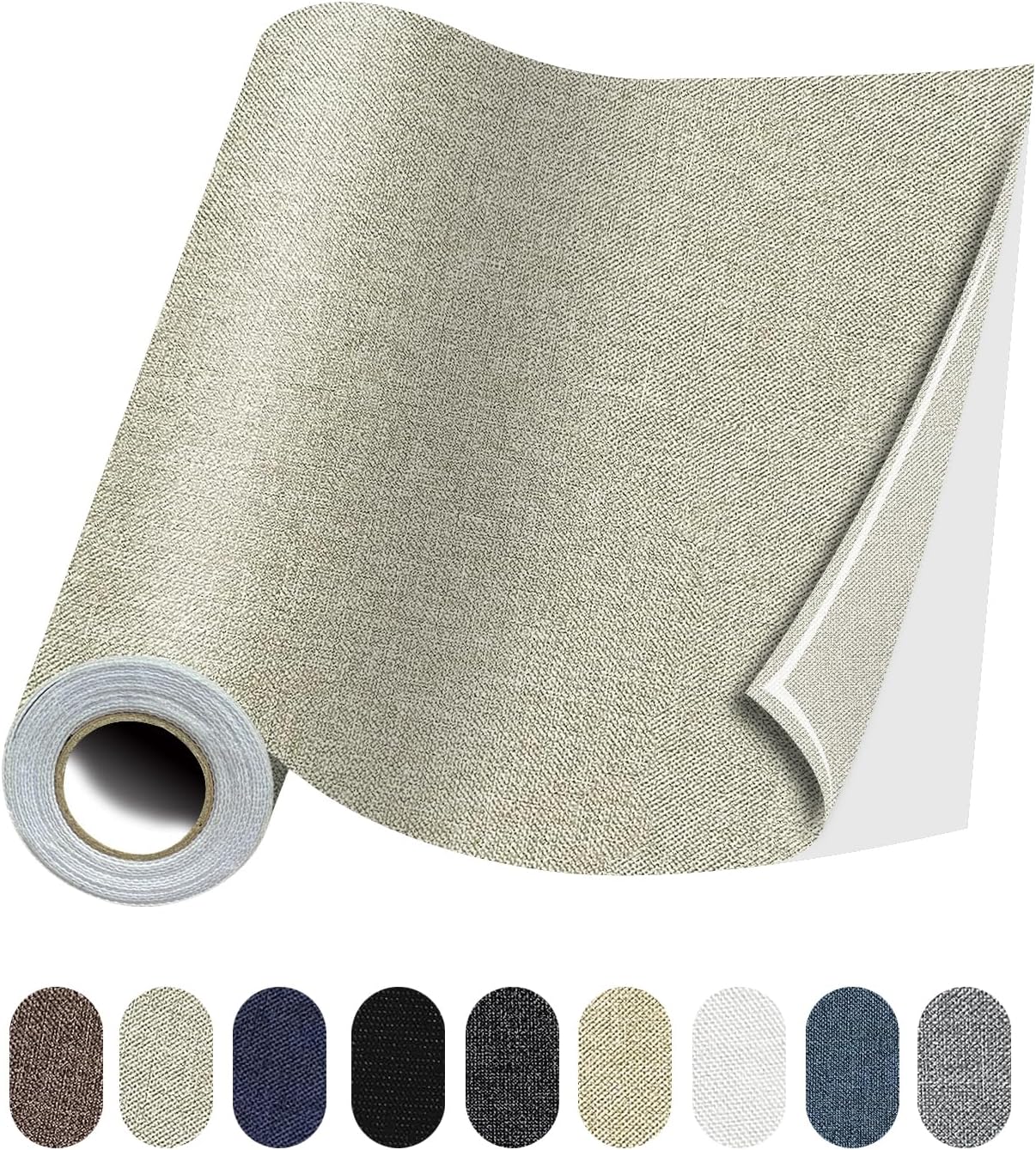 Fabric Repair Patches, 17X158 Inch Linen Repair Tape Self-Adhesive Fabric Patches Durable, DIY Large Linen Tape for Sofa, Couches, Furniture, Chair, Clothing （17X158 Inch, Beige）