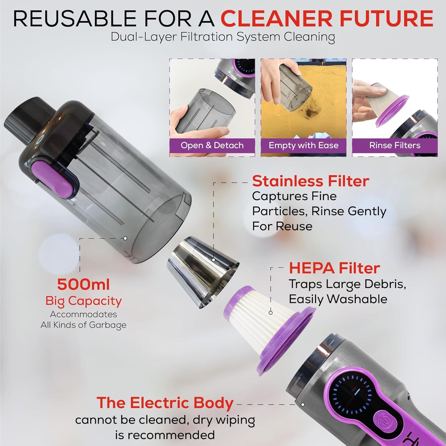 Car Vaccum Cleaner - 2 in 1 Handheld, High Power, Portable Vaccum Cordless & Corded + Blower with 18500Pa Suction - Fast USB-C Rechargeable Hand Vacuum for Home, Office, Pets & Auto Detailing