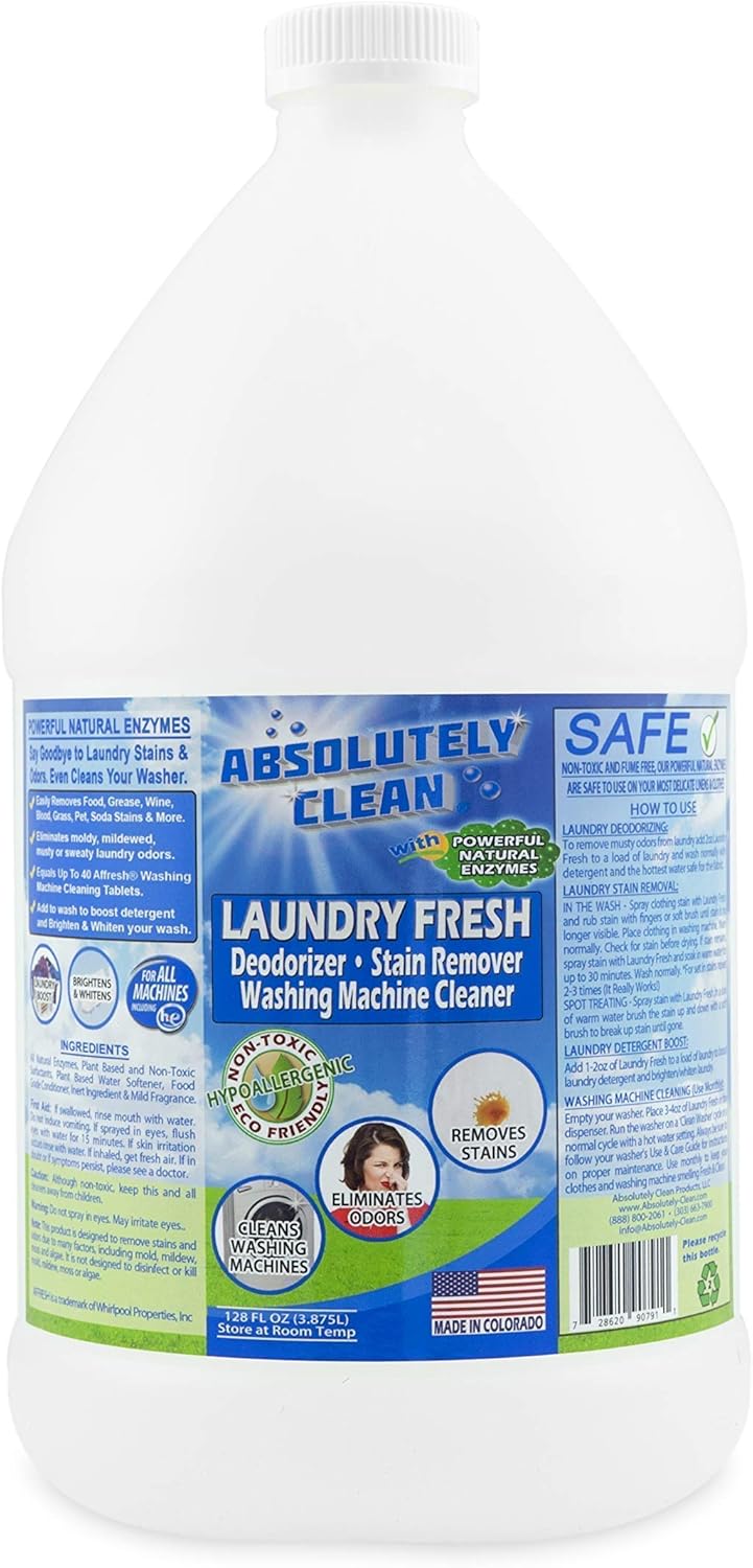 Absolutely Clean Amazing Laundry detergent liquid Stain and Odor Remover, Naturally Based Formula (USA Made)