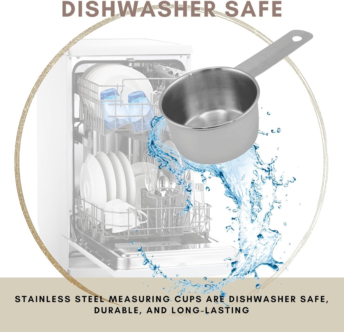 1/4 Cup Stainless Steel Measuring Cup | Sturdy Metal 60 ml | 60 cc | 2 oz | Single Cup for Wet and Dry Ingredients | Great for use as 1/4 Cup Dog Food Scoop - 4 PK