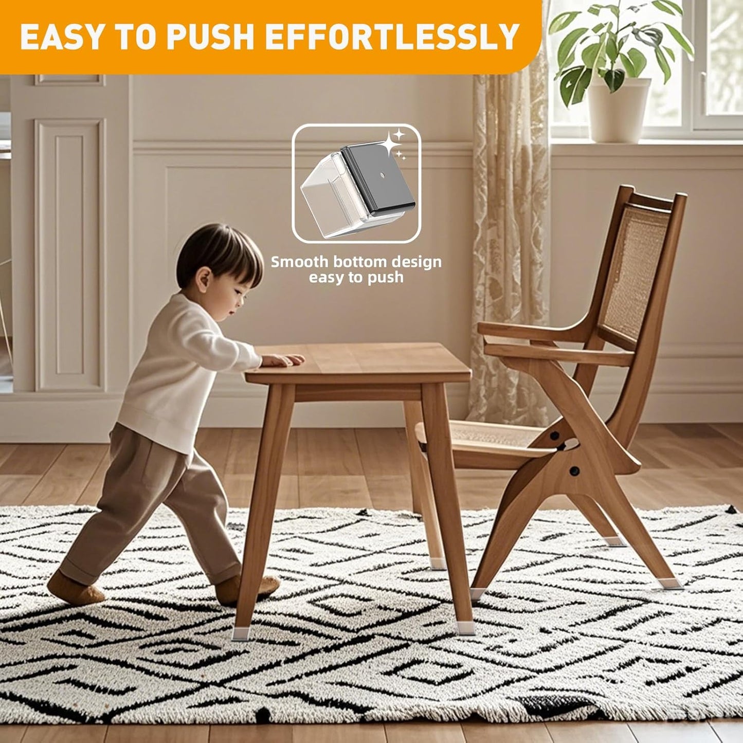 Furniture Sliders,24 PCS Square Chair Leg Sliders for Carpet, Furniture Movers Sliders, Carpet Chairs Furniture Glides, Floor Protectors, Carpet Moving Sliders Easily Move.(Clear,Fit:0.67-0.87").