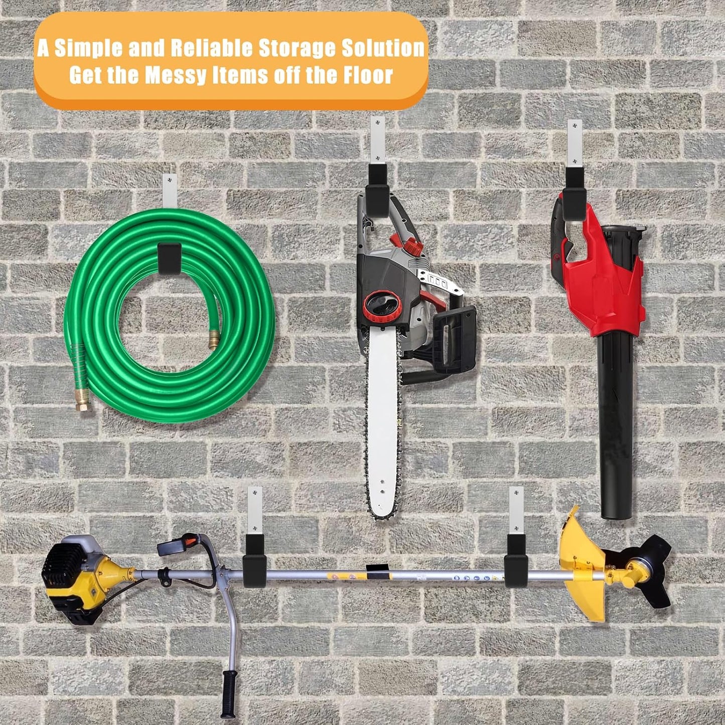 Heavy Duty Utility Hooks for Wall Mount, Garage Wall Hooks, Multi-Use Hose, Bike, Ladder, Chainsaw & Leaf Blower Hanger - 2 Medium (2 M)