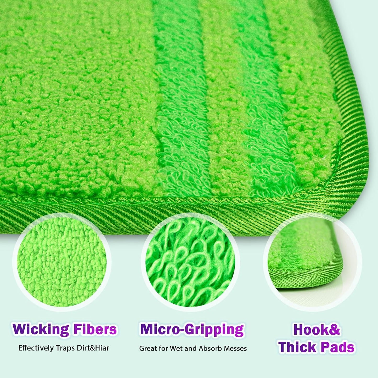 Orighty Reusable Mop Pads Compatible with Swiffer WetJet - Microfiber Pad Refill Machine Washable for Household Cleaning - Cleaning Floor Mop Head Pads Work Wet and Dry - Pack of 2