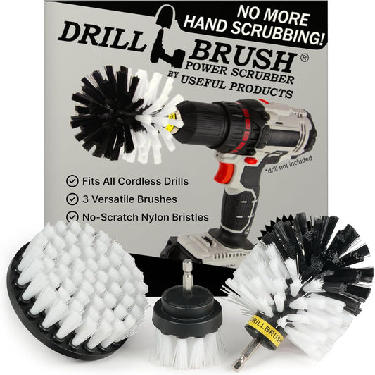 Drillbrush Car Detailing Kit | Drill Brush Set – Soft Bristle Power Scrubber Attachments for Cleaning Car Interior, Upholstery, Carpet, Seats, Wheels, Rims, Dash, Console, and Trim - Nylon Scrub Brush