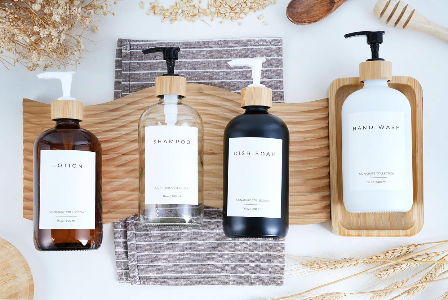 Emerson Glass Soap Dispenser Set - Kitchen & Bathroom, 16 Oz, 2 Pack