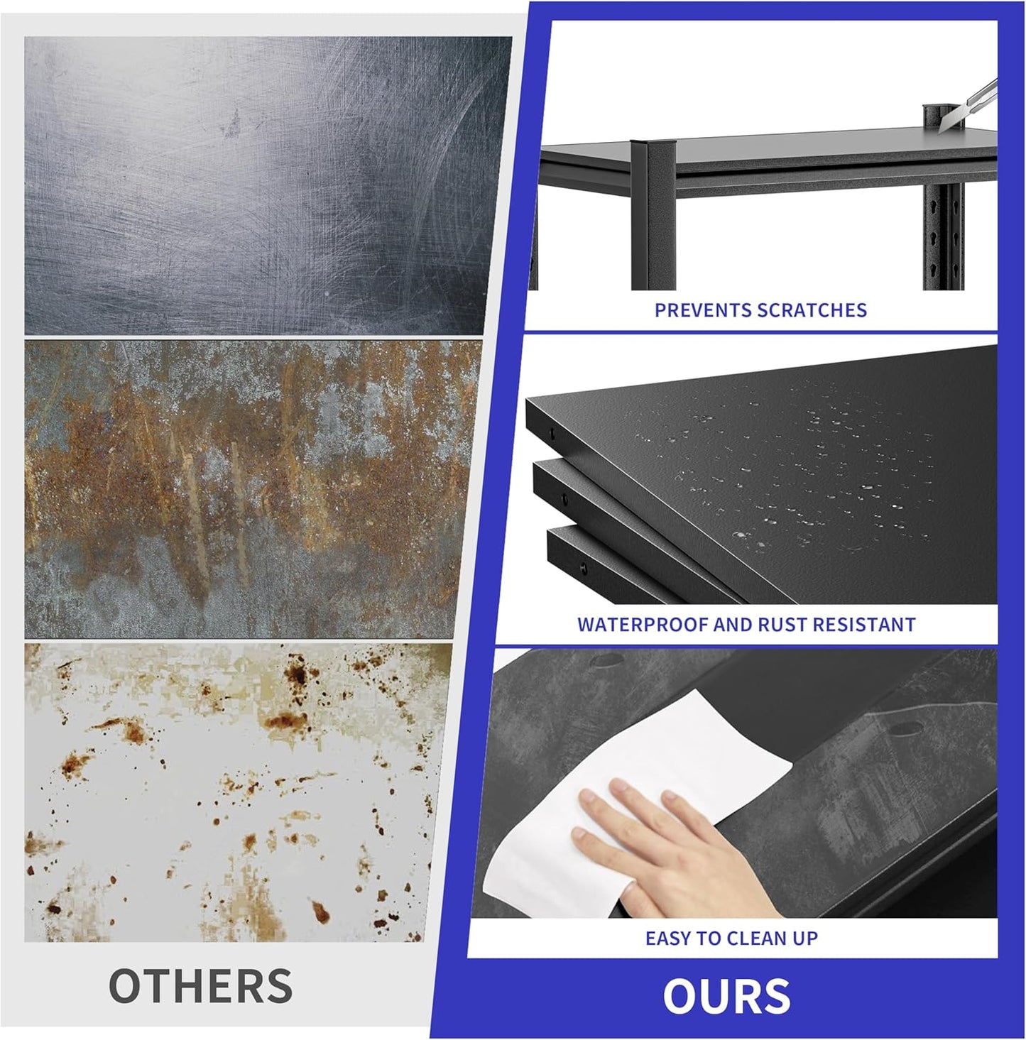 2 Pieces Garage Shelving,5 Tier 72"X47.2"X23.6"Inches,Storage Shelves Heavy Duty Thickened Metal Shelves Shelving Units and Storage,Garage Shelves Unit for Basement Metro