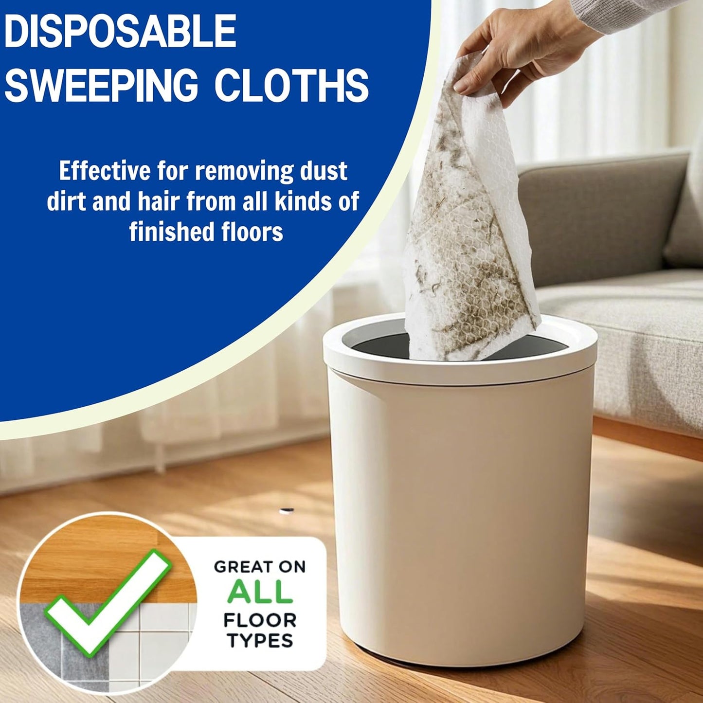 Dry Sweeping Cloths Disposable Mop Refills Floor Dust Mop Pad, Floor Cloth Refills for Swiffer Standard Sweeper, Pack of 80