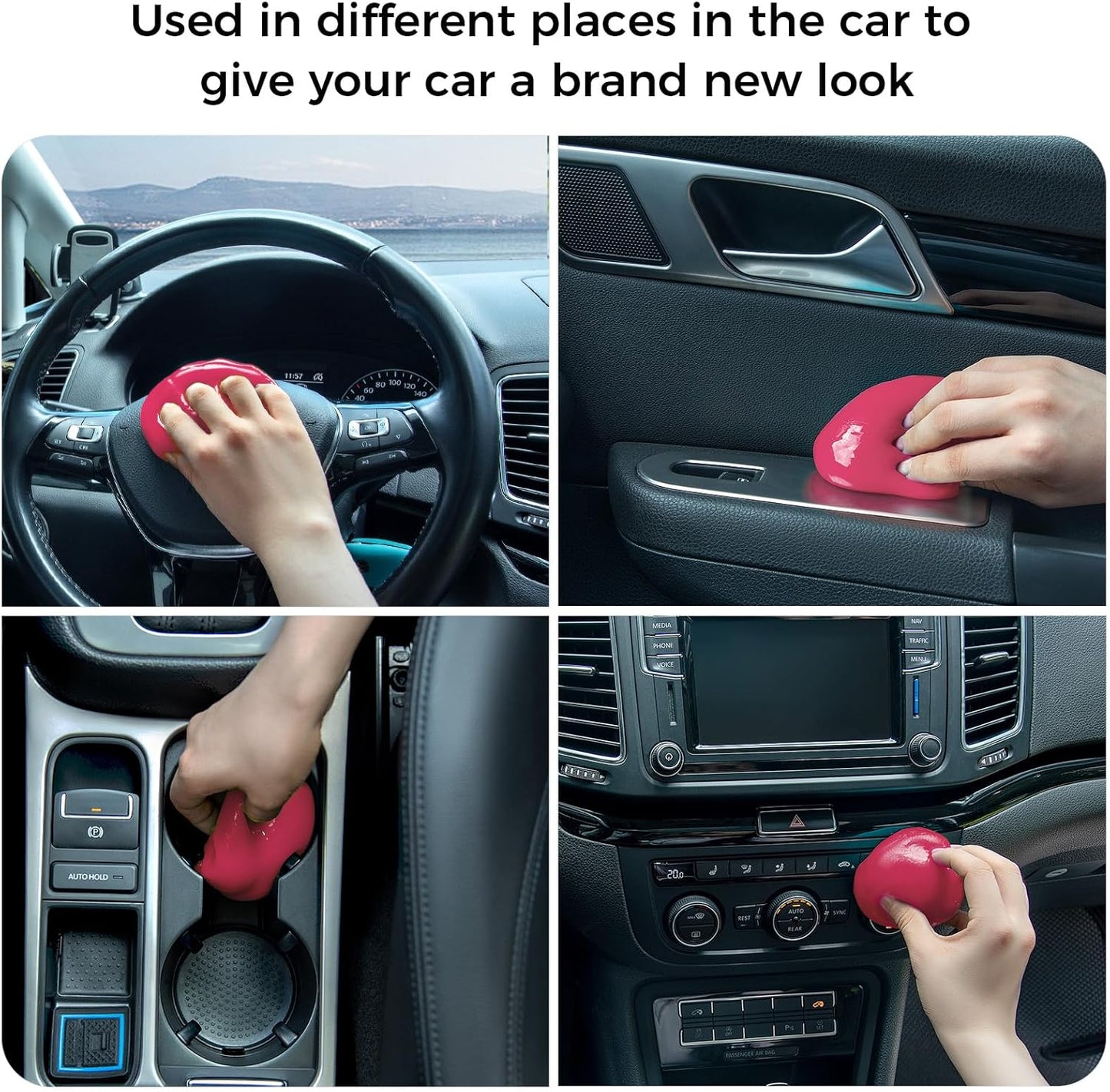 COLORCORAL Cleaning Gel for Car Universal Gel Cleaner Auto Detailing Car Vent Keyboard Cleaning Putty Car Interior Cleaner Dashboard Dust Remover Putty Auto Duster Cleaning Kit 160G - Rose Red