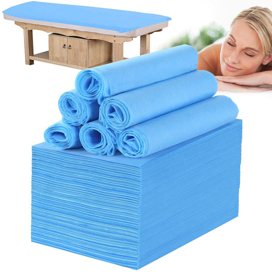 Disposable Bed Sheets for Massage Table 200 Pcs 31" x 71" Waterproof Massage Table Sheets Soft Non Woven Fabric SPA Massage Table Bed Cover Breathable for Beauty Tattoos Waxing Travel (Blue)