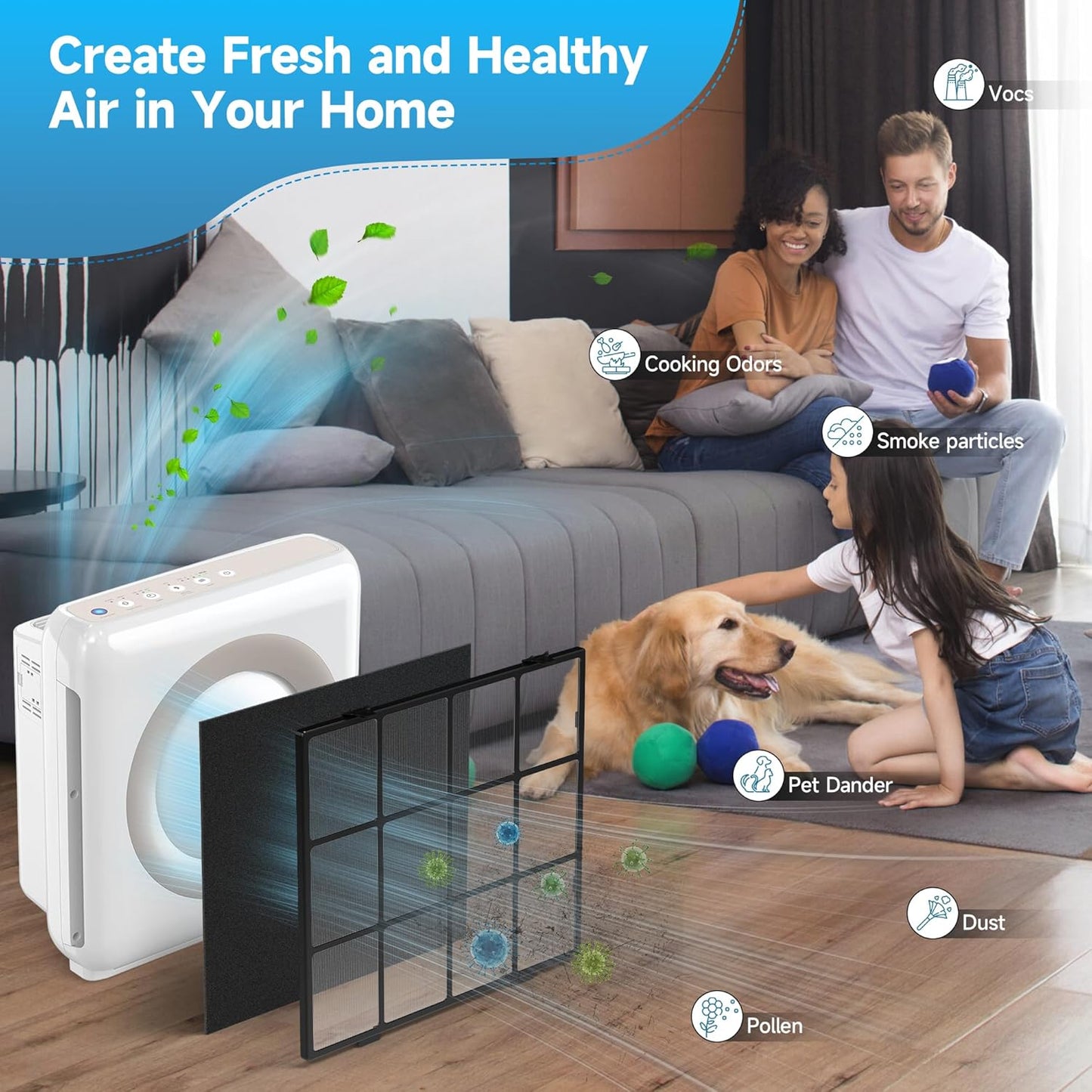 AP-1512HH Filter Replacement, Replacement Filter Compatible with Coway Airmega AP-1512HH and Airmega 200M Air Purifi-ers, 2 Washable Pre-Filters and 4 Activated Carbon Filters