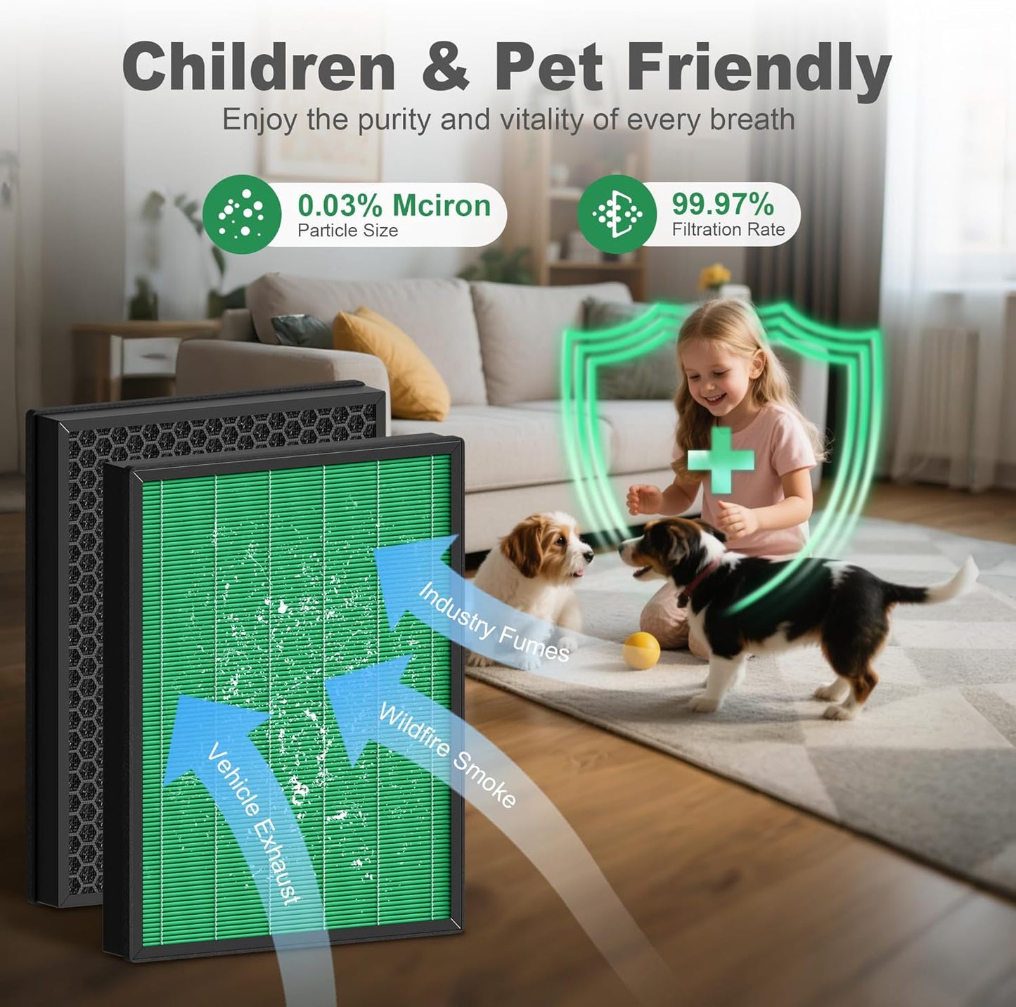 400/400S Replacement Filter for Coway AIRMEGA Max2 400 400S 400(G) 400S(G) Air Purifier, Max2 Green True HEPA and Active Carbon Filter Set, AP-2015-FP, 2 Pack