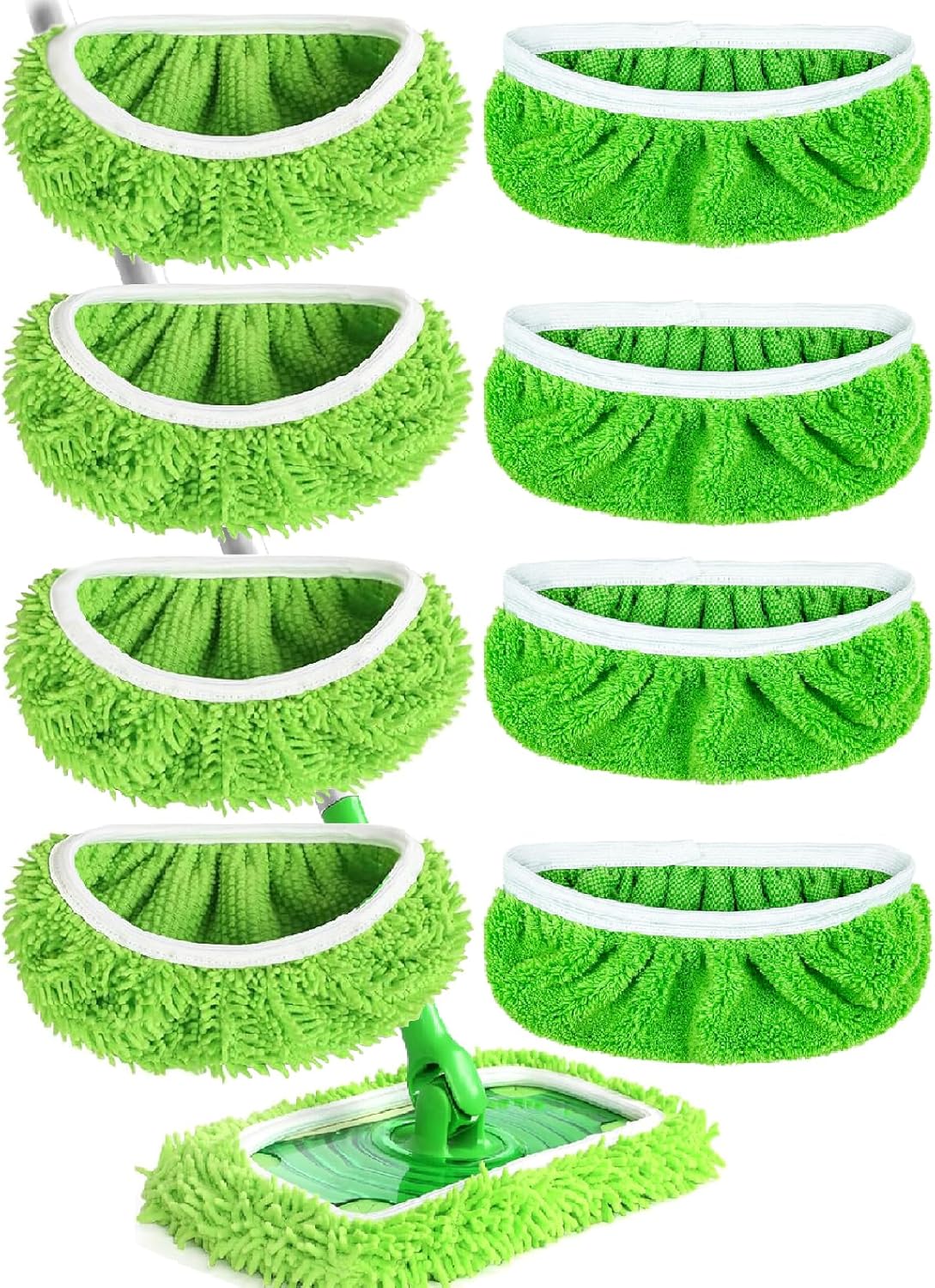 8PCS Reusable Microfiber Mop Pads Washable Wet Pads Compatible with Swiffer Sweeper Refills Pads for Wet & Dry Sweeping Cloths Mop Head Replacement for Household Cleaning