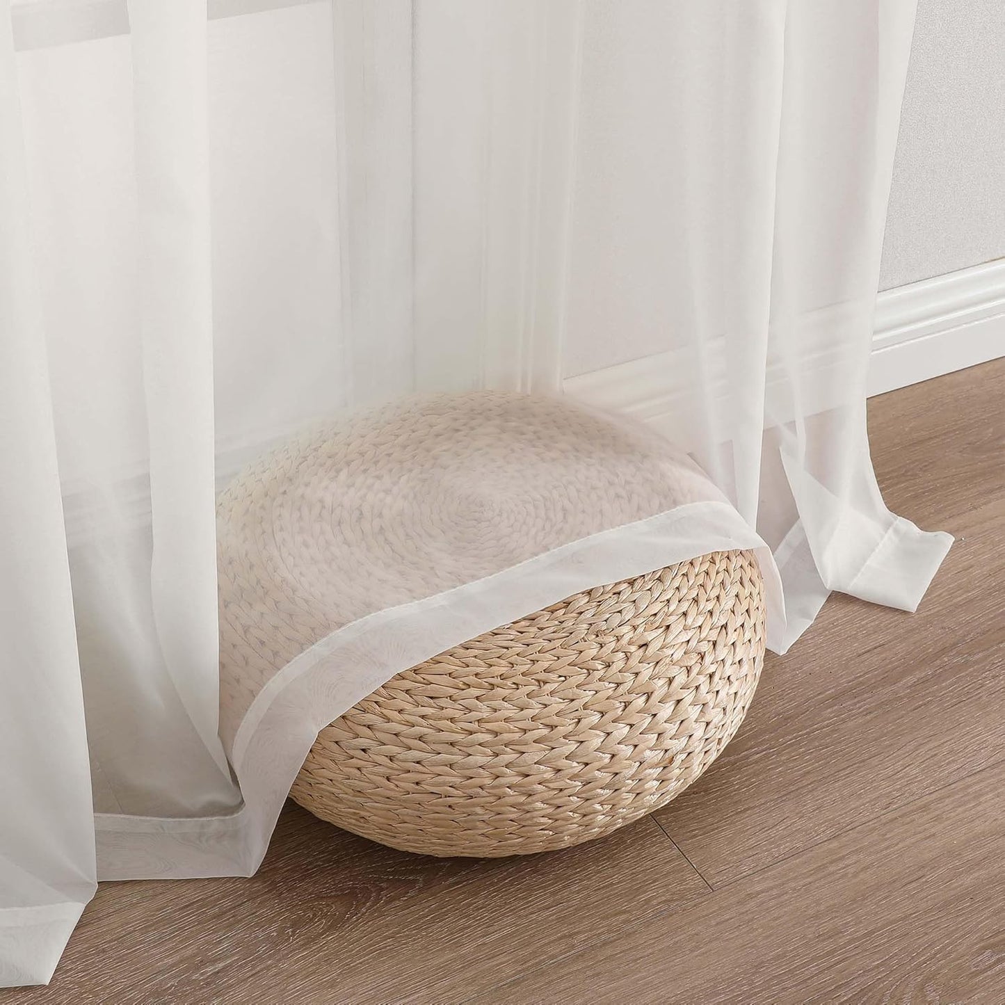 Chyhomenyc Ivory Sheer Curtains 78 Inches Long 2 Panels Set for Living Room, Light Filtering Voile Lightweight Bedroom Curtains, Rod Pocket Solid Window Treatment Drapes, Each 42W x 78L