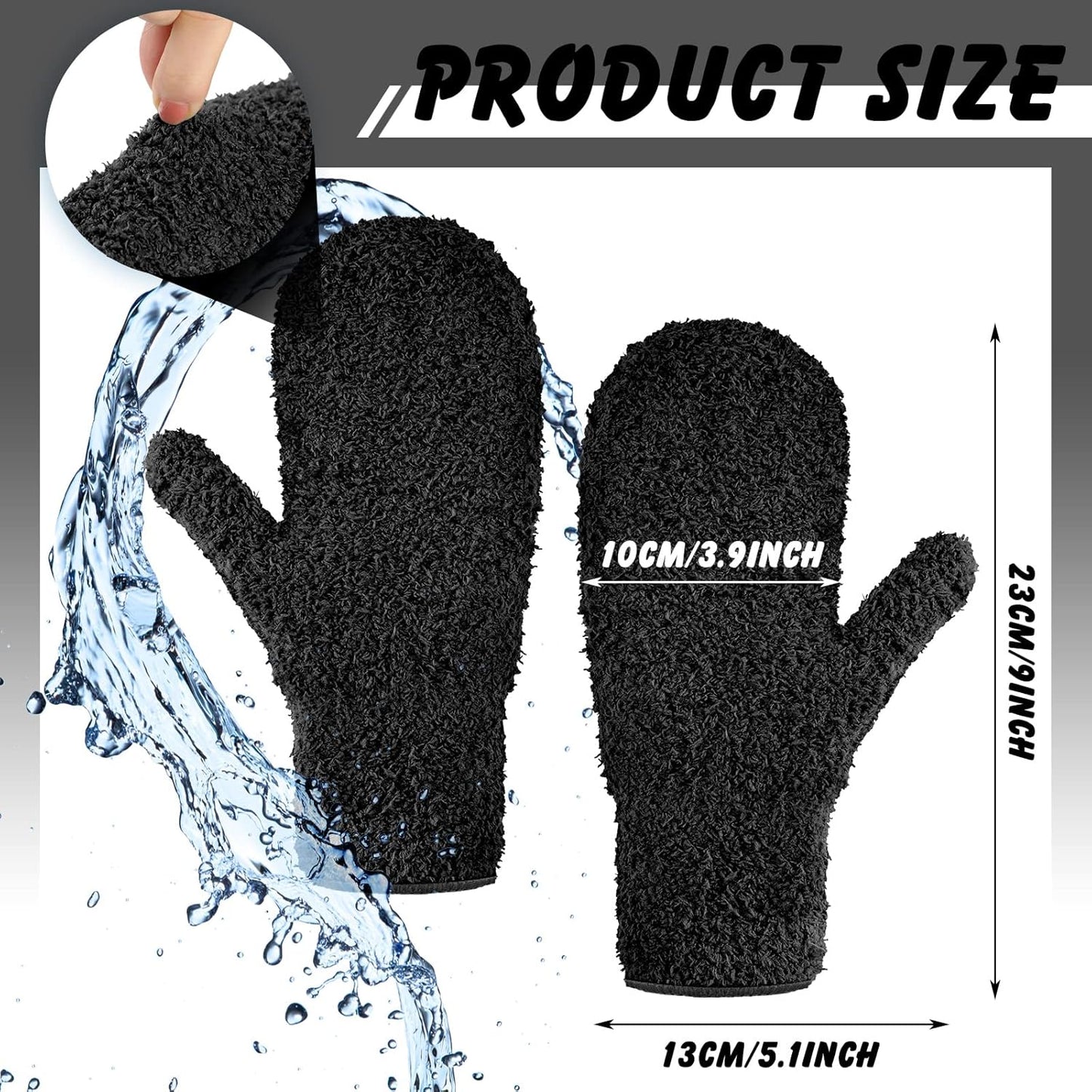 Bencailor 4 Pair Microfiber Dusting Mittens Reusable Women Cleaning Mittens with Thumb for Kitchen