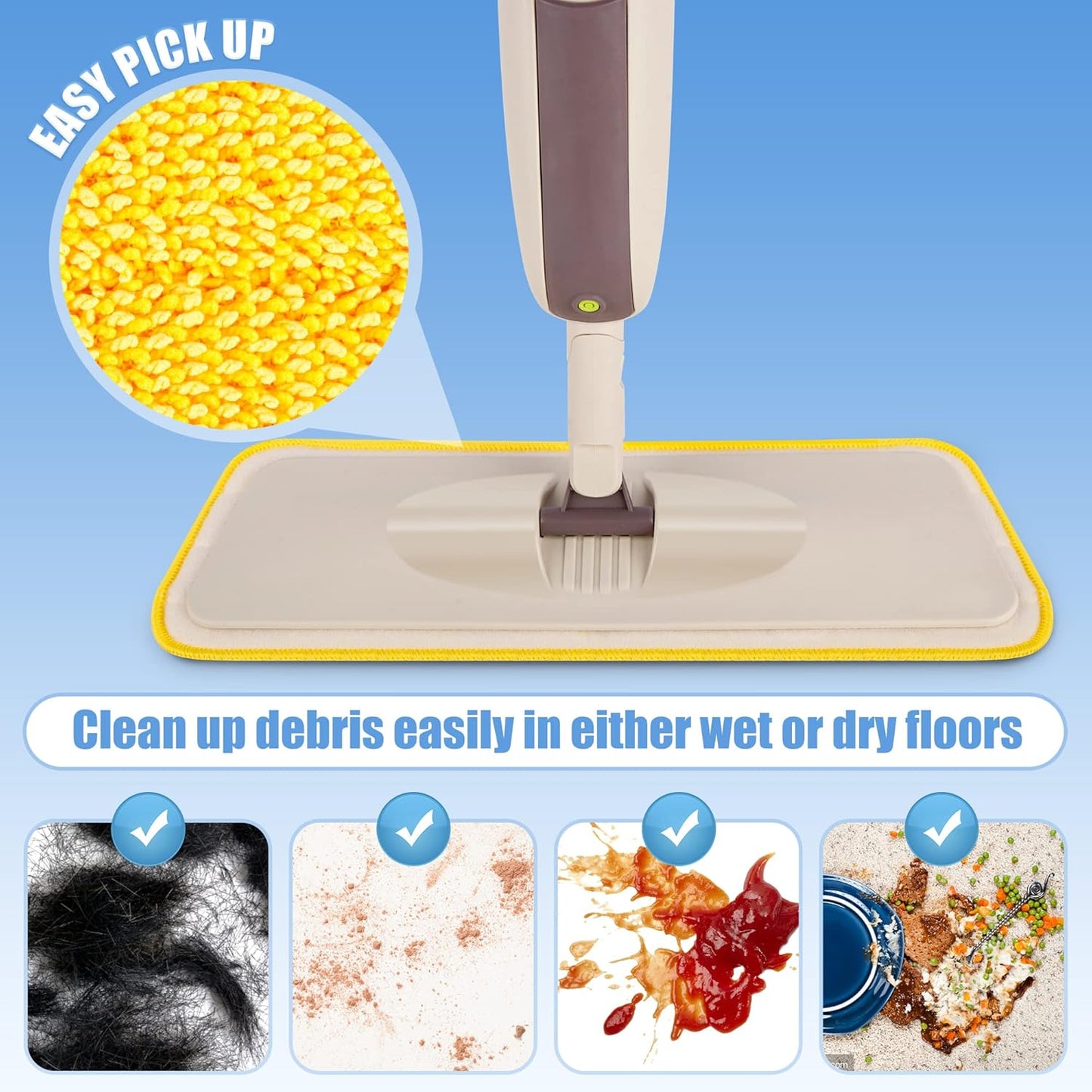 HOMTOYOU Reusable Mop Pads for Swiffer PowerMop: 6 Pack Microfiber Pad Refills for Multi-Surface Floor Cleaning - Machine Washable Replacement Sweeping Cloths for 13 ''-15 '' Spray Mop Colorful