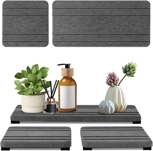 3PCS Water Absorbing Stone Tray, DryingNeat Diatomite Stone Sink Tray, Instant Dry Sink Coasters, Kitchen Sponge Hand Soap Holder, Countertop Fast Drying Counter Trays,8 * 4inch and 4 * 4inch