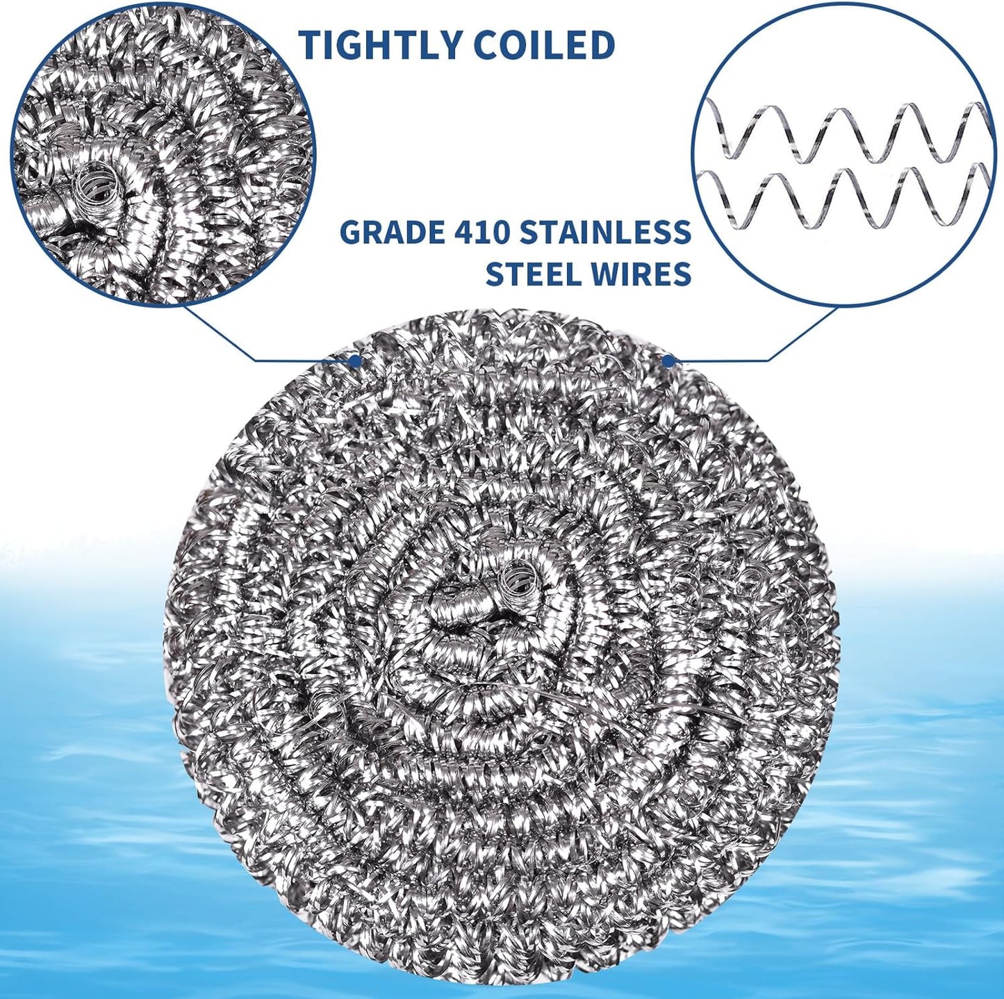 Stainless Steel Scrubber Scrubbing Scouring Pad Sponges Clean Pot Pan and Steel Wool for Kitchen Bathroom (10Pcs Metal Scrubber)