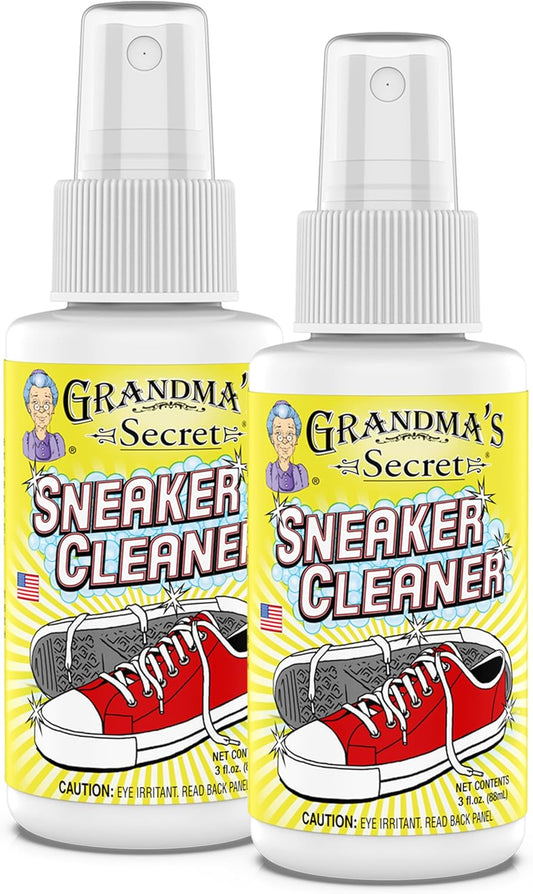 Grandma's Secret Sneaker Cleaner - Shoe Cleaner for Rubber, Canvas and Leather - Stain Remover Spray Removes Dirt, Grime and Grass - Sneakers Cleaner for Outdoor Shoes, Slippers and Moccasins – 3 oz