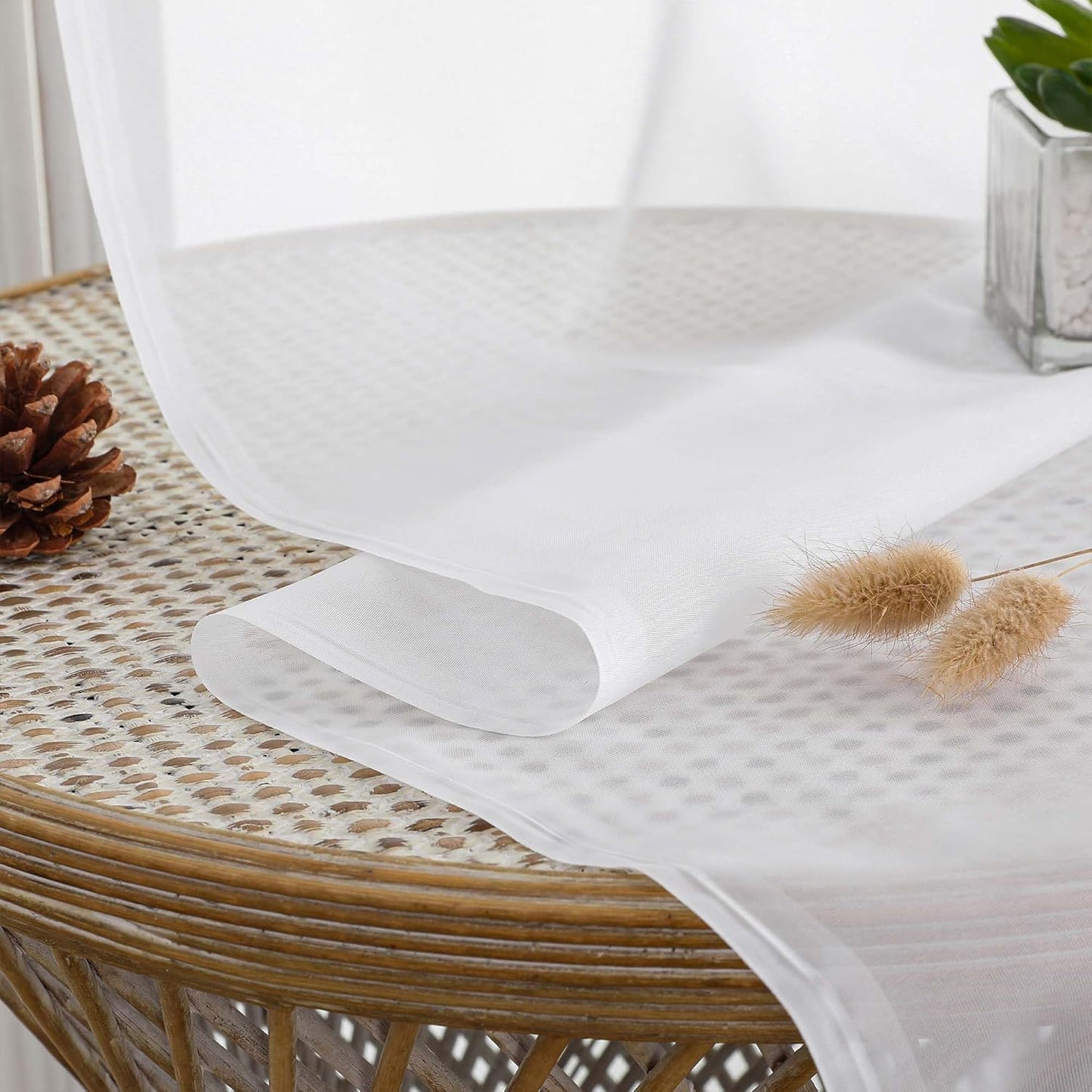 Chyhomenyc White Sheer Curtains 78 Inches Long 2 Panels Set for Living Room, Light Filtering Voile Lightweight Bedroom Curtains, Solid Window Treatment Drapes, Each 42W x 78L