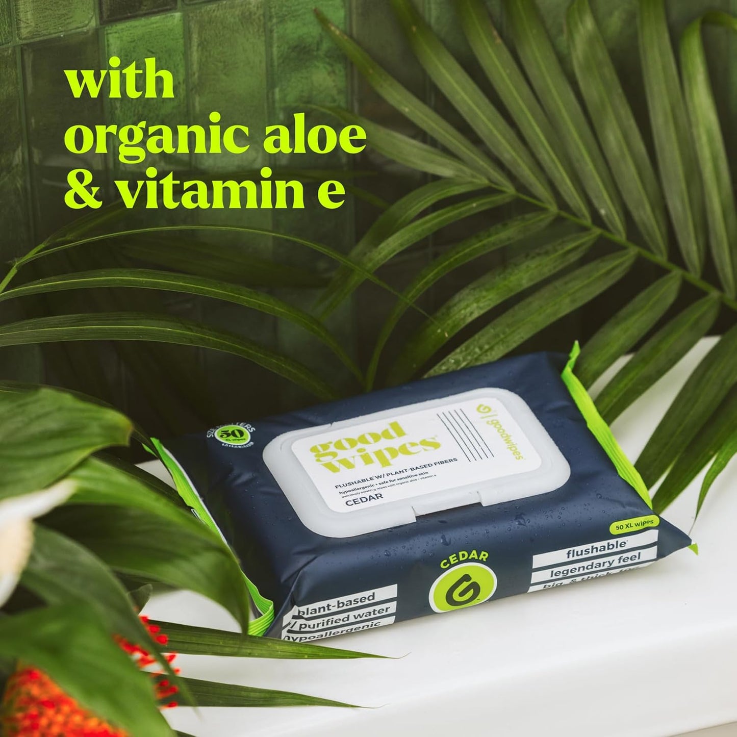 goodwipes Flushable Wipes - Individually Wrapped Butt Wipe for On-the-Go Adults - Portable Mini Wipes - Travel Essentials - Sewer & Septic Safe - Cedar, 32 Count (1 Pack)