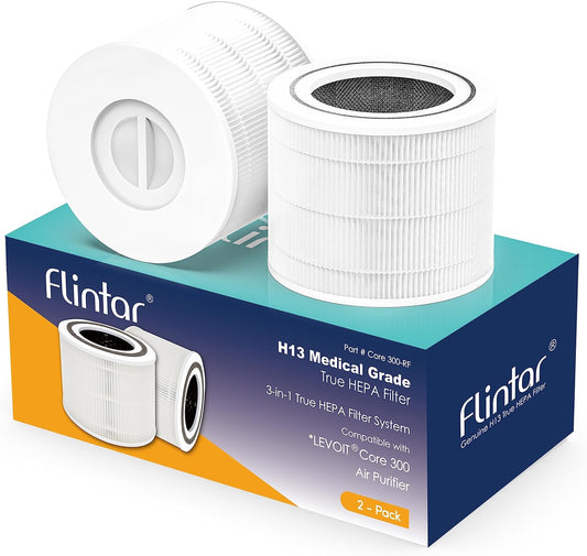 Flintar Core 300 Replacement Filters, Made in Taiwan, Compatible with LEVOIT Core 300, Core 300-P, Core 300S Air Purifier, 3-in-1 H13 True HEPA Filter Replacement, Core 300-RF, 2-Pack
