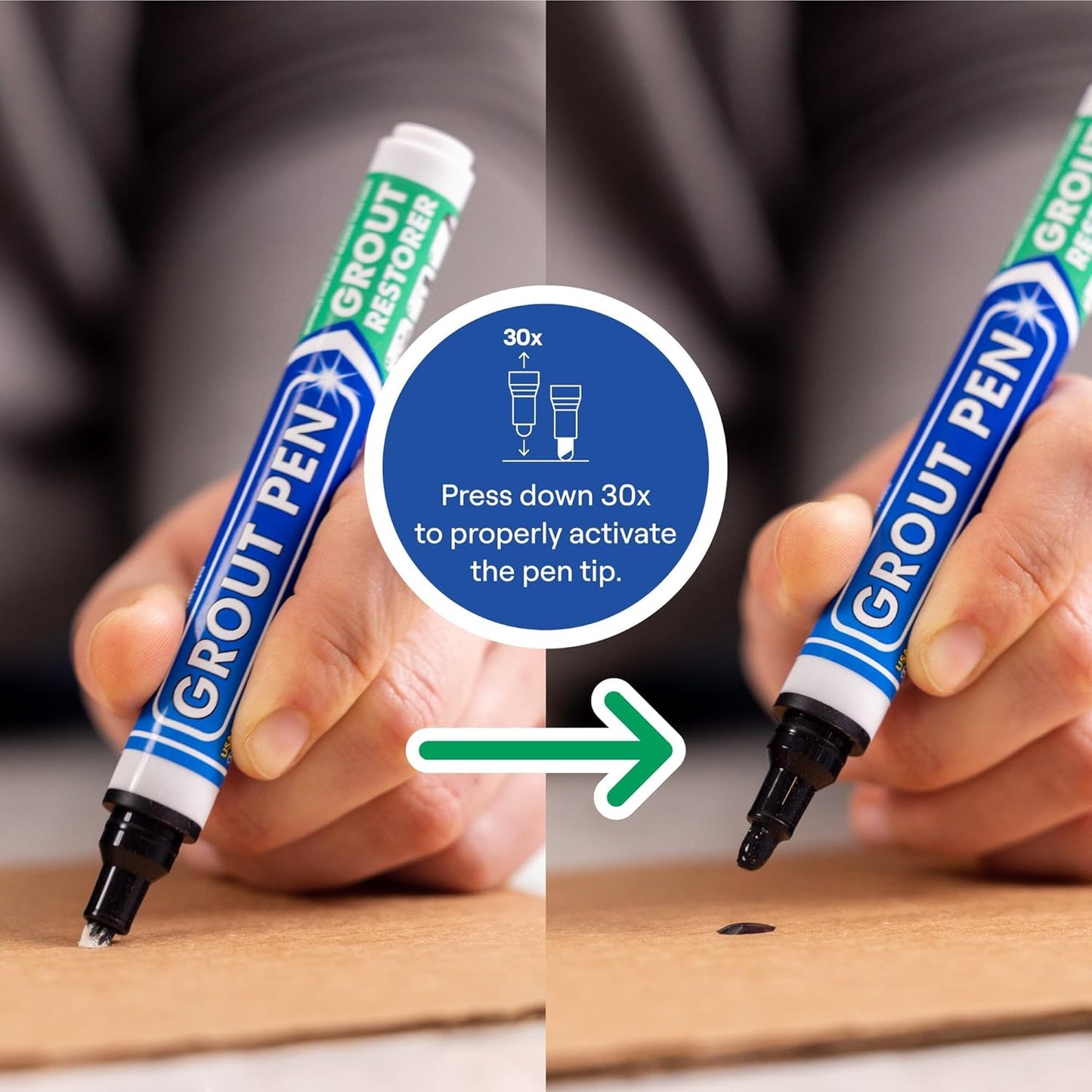 Grout Pen Black Tile Paint Marker: Waterproof Grout Paint, Tile Grout Colorant and Sealer Pen - Narrow 5mm, 2 Pack with Extra Tips (7mL) - Black