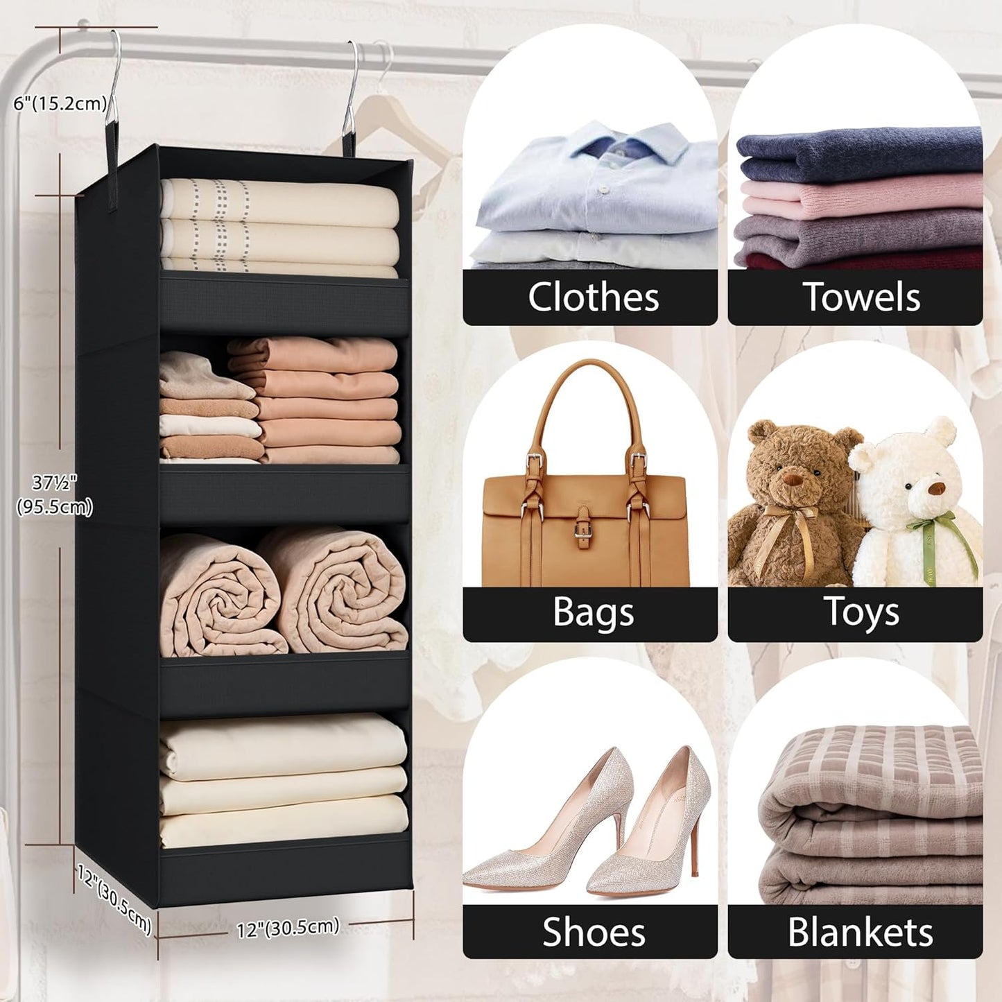 GRANNY SAYS 4-Shelf Hanging Organizer, Wall Mount, Fabric, 1-Pack