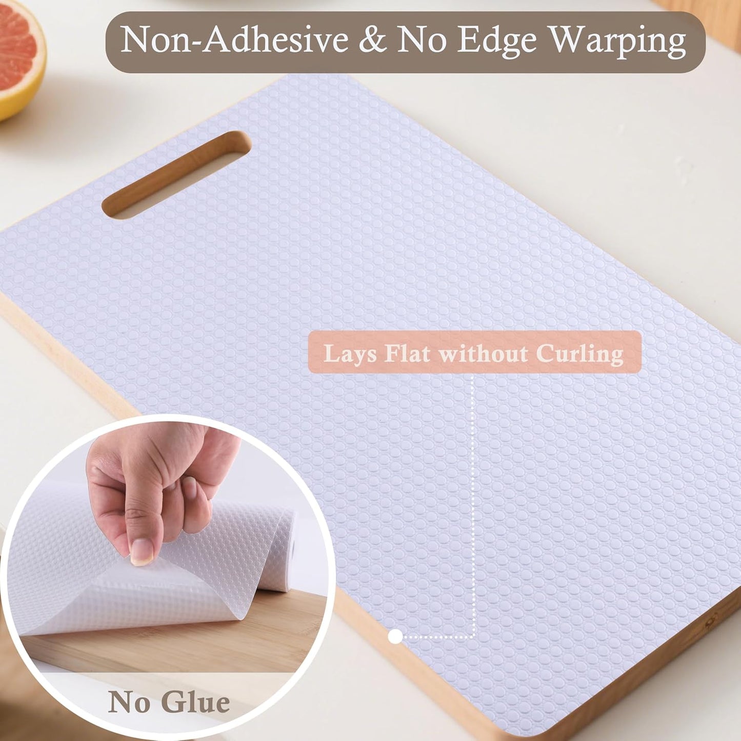 Cabinet Shelf Liners 14 Inch Wide X 20 Ft Kitchen Drawer Liner Non-Adhesive Pantry Cupboard Liner Non-Slip Waterproof & Oil-Proof Refrigerator Shelf Liners Strong Grip Drawer Mat (White)