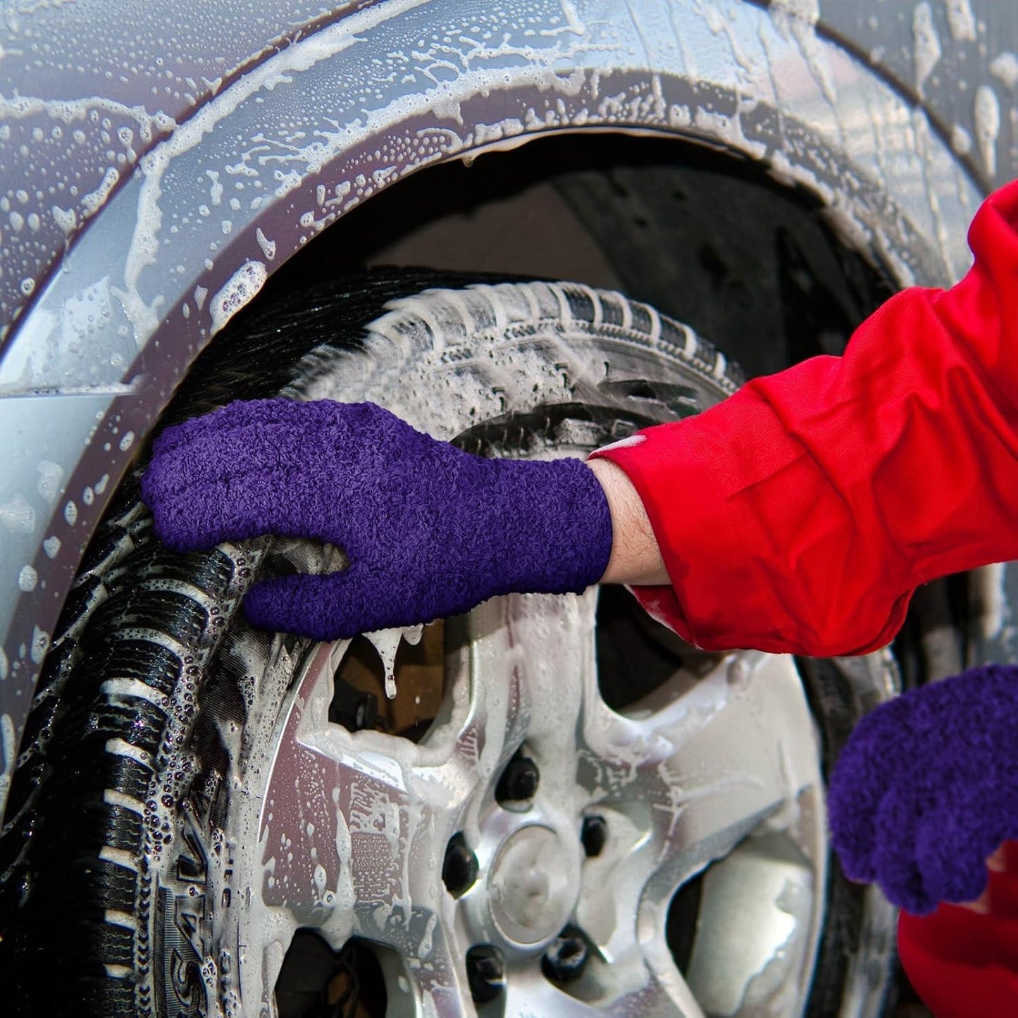 Patelai 3 Pairs Microfiber Plant Dusting Gloves Leaf Cleaning Gloves for Indoor Plants, Blinds, Furniture, House(Large,Purple, Rose Red, Black)