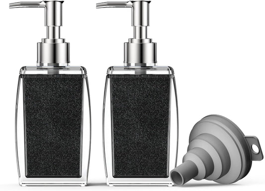 Black Soap Dispenser with Refillable Plastic Pump for Bathroom Sink or Kitchen Counter, Ideal for Hand Soap, Liquid Soap, Dish Soap, or Lotion Use