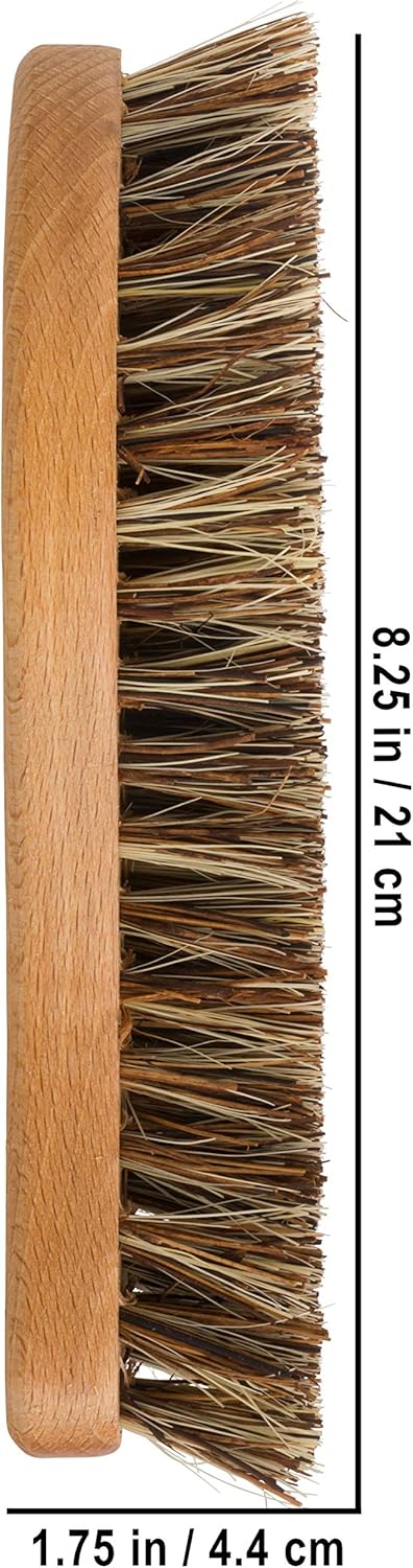 REDECKER S-Shaped Union Fiber Scrub Brush with Oiled Beechwood Handle, 8-1/4 inches, S-Shaped Easily Reaches Corners, Made in Germany - Wood Scrub Brush - Wooden Cleaning Brush