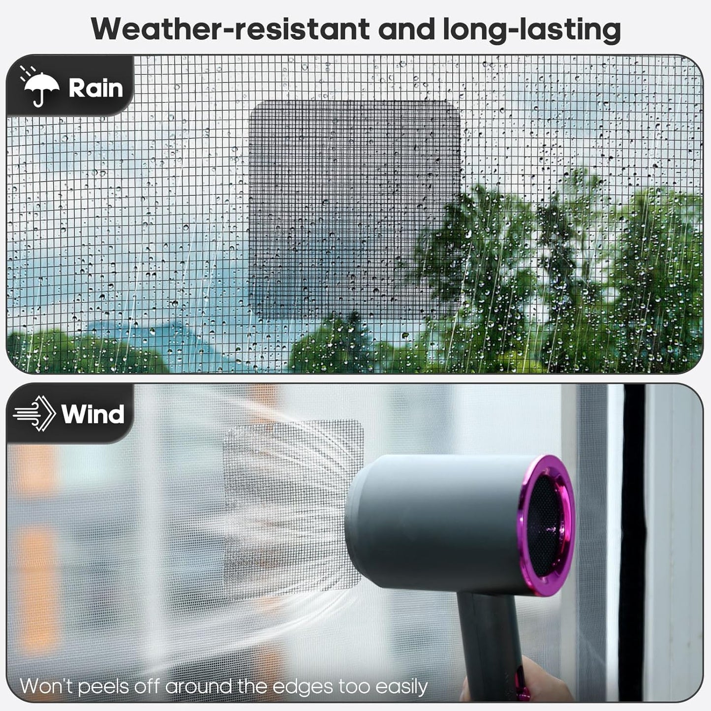 14 Sheets Window Screen Patches Repair Kit, Black 3 Sizes Window Screen Repair Kit for Mesh Screen Door, Strong Adhesive Fiberglass Quick Screen Repair Tape