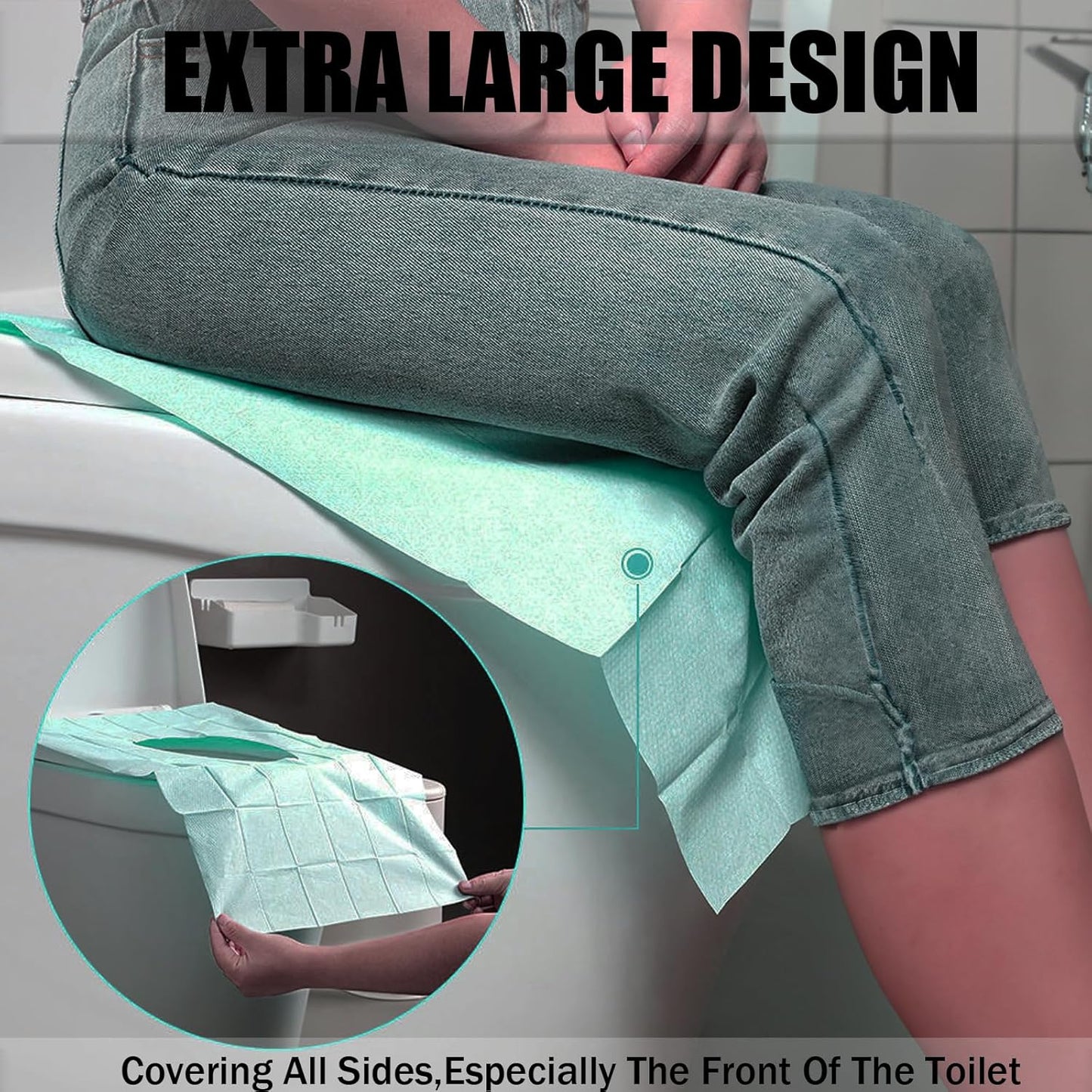 80 Pack Toilet Seat Covers Disposable 16x24 Inch XL Portable Toilet Liners Travel Seat Cover for Outdoors,Hotel, Hospital, Travel, Public Toilet Seat Cover (80pack, GREEN)