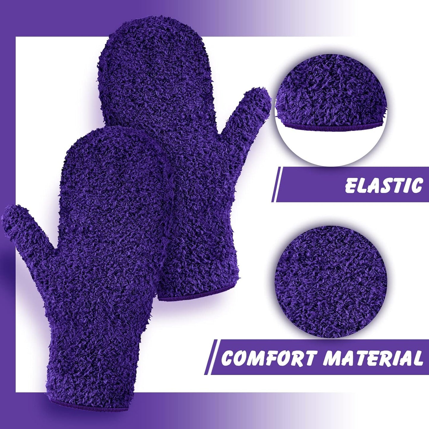 Bencailor 4 Pair Microfiber Dusting Mittens Reusable Women Cleaning Mittens with Thumb for Kitchen