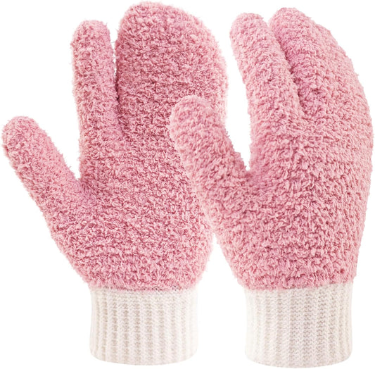 MIG4U Microfiber Dusting Gloves House Cleaning Glove for Blinds, Windows, Shutters, Furniture, and Car, Reusable Lint-Free Pink S/M