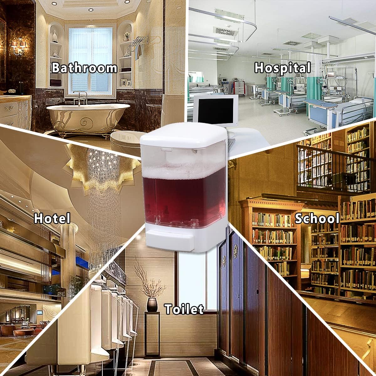 Manual Soap Dispenser Bathroom Kitchen Wall Mounted Commercial Soap Dispenser for Liquid Containers Shampoo Gel Chamber Plastic - (33.8 oz) 1000ml