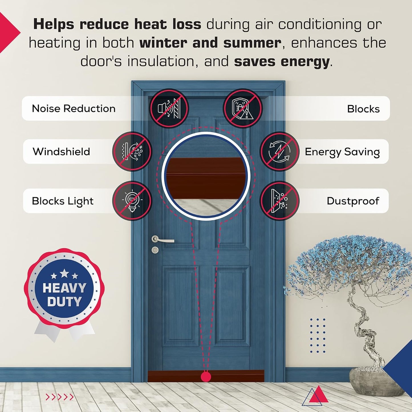 Adhesive Backed Door Draft Stopper – Silicone Under Door Sweep for Interior & Exterior Doors, Noise & Air Insulation, Self Stick Weather Stripping Door Seal, 2" W x 39" L (Brown) by Randall Mfg