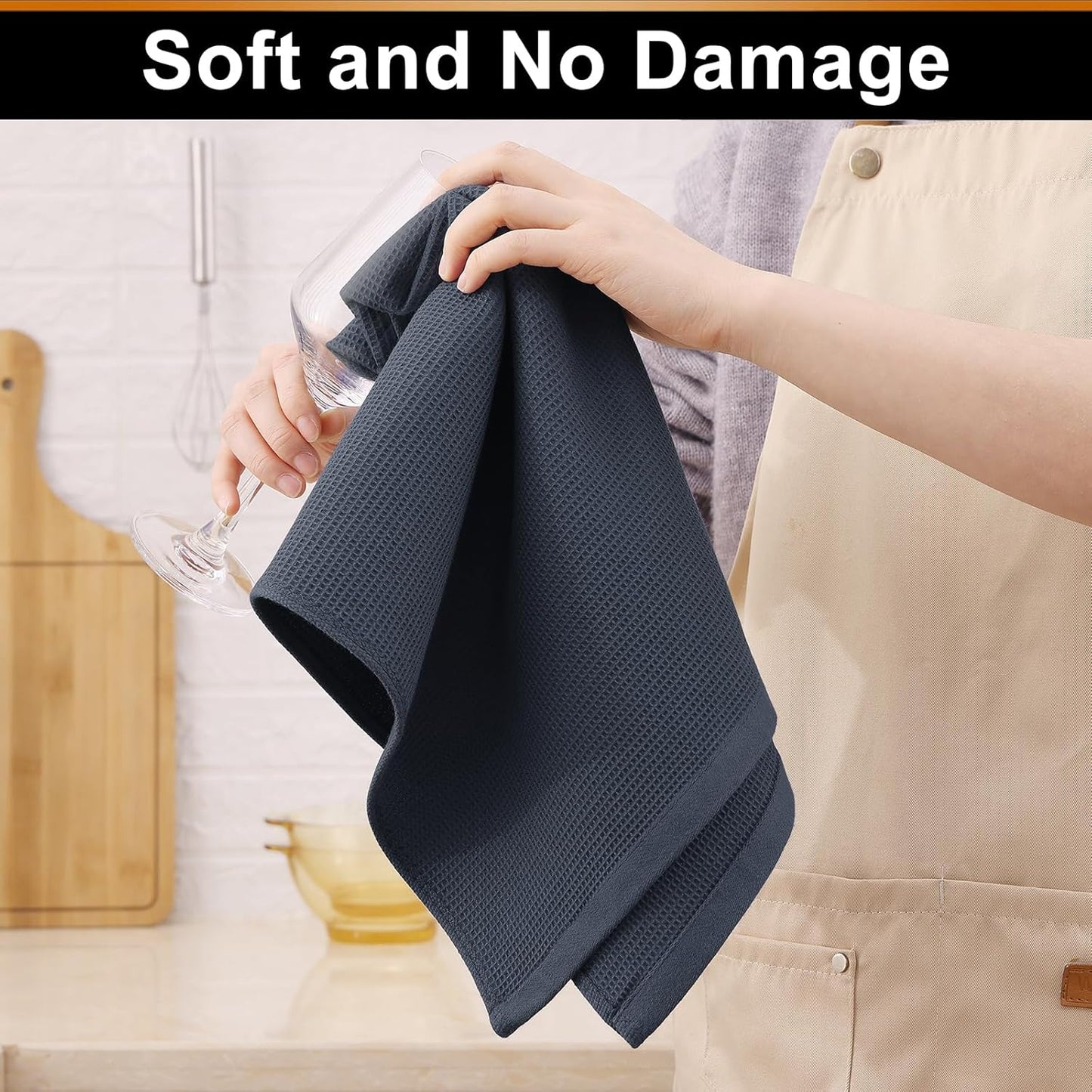 Homaxy 100% Cotton Waffle Weave Kitchen Towels - 4 Pack Soft and Absorbent Dish Towels - 16 x 26 Inches Quick Dry Hand Towels - Multiple Colour