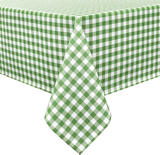 Classic Gingham Tablecloth Fabric - Oblong 58x120 Water Resistant Chequered Pattern Table Cloth for Indoor/Outdoor Use - Tabletop Cover for Birthday, Picnics, Gardens, and Parties
