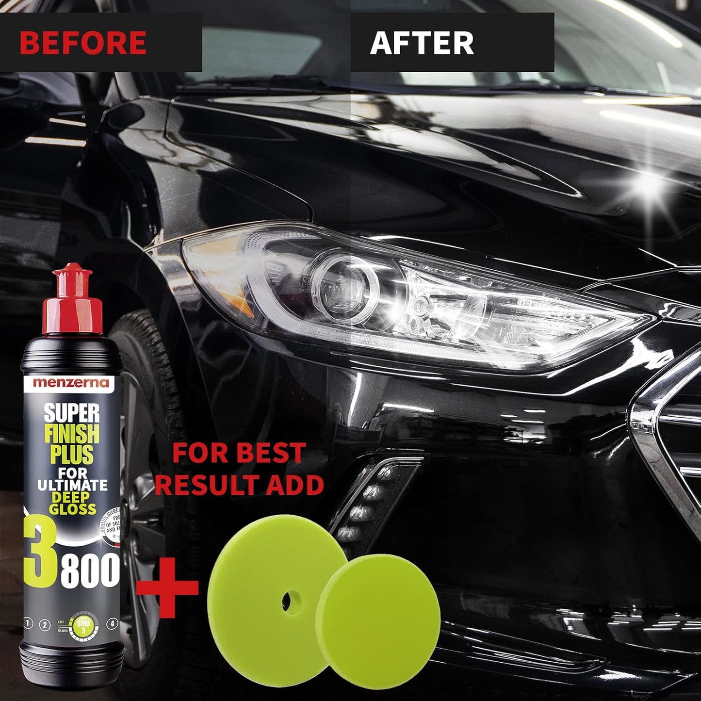menzerna “Super Finish Plus 3800” I Deep Gloss Polish for a Perfect Mirror Finish I Polishing Compound for Micro Scratches & Holograms I Silicone Free I 8 fl oz.