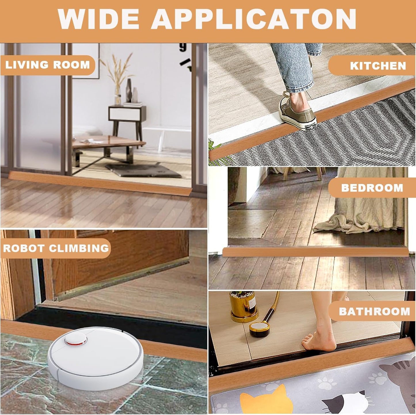 Vinyl Door Threshold Flooring Transition Strip Self Adhesive Carpet Edging Strip for Laminate Doorway Edge Threshold from 2/5" to 3/5" (Yellow Wood Grain, 3.3 Ft)