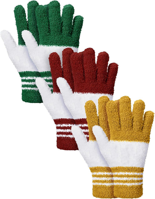Patelai 3 Pairs Microfiber Plant Dusting Gloves Leaf Cleaning Gloves for Indoor Plants, Blinds, Furniture, House(Large,Red, Green, Yellow)