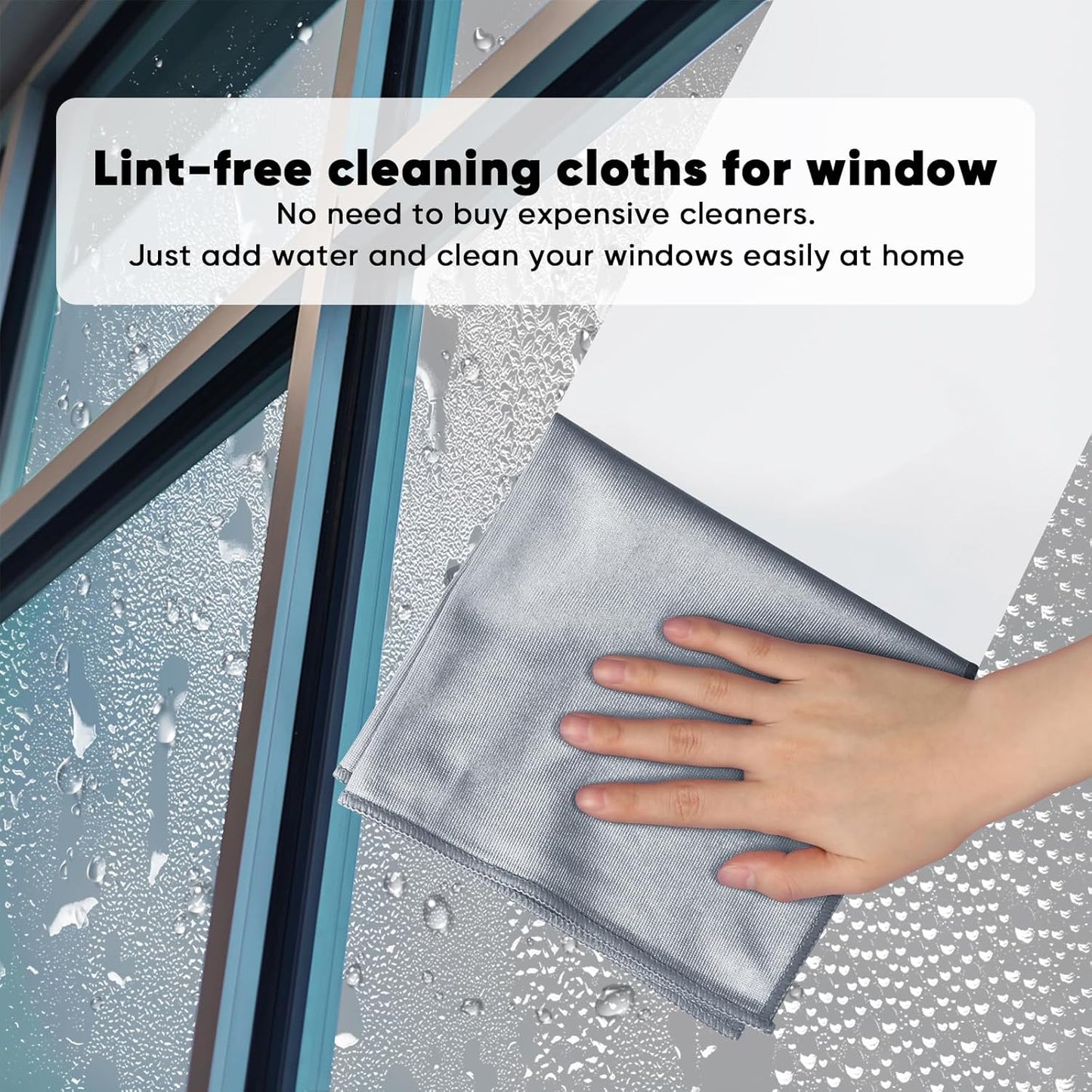 HOMEXCEL Microfiber Glass Cleaning Cloth 12 PK, Lint Free Streak Free, Reusable Cleaning Cloth for Cleaning Windows, Glasses, Mirrors, Screens, Stainless Steel, and More Grey-12”×12”