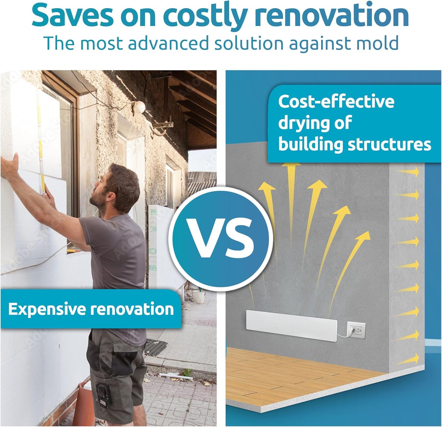 ELIAS Mold killer - Black mold remover for walls without chemicals - Wall heating for every room - Powerful anti-mold heating as an alternative to moldspray - Permanently mold-free (1)