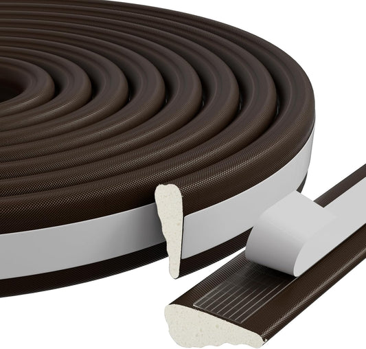 16.4 Ft Weather Stripping Seal Strip for Doors/Windows,Soundproofing Window Insulation Draft Stopper for Winter, Selfadhesive Foam Weather Strip for Door Frame,Door Gap Filler Noise Blocker(Brown)