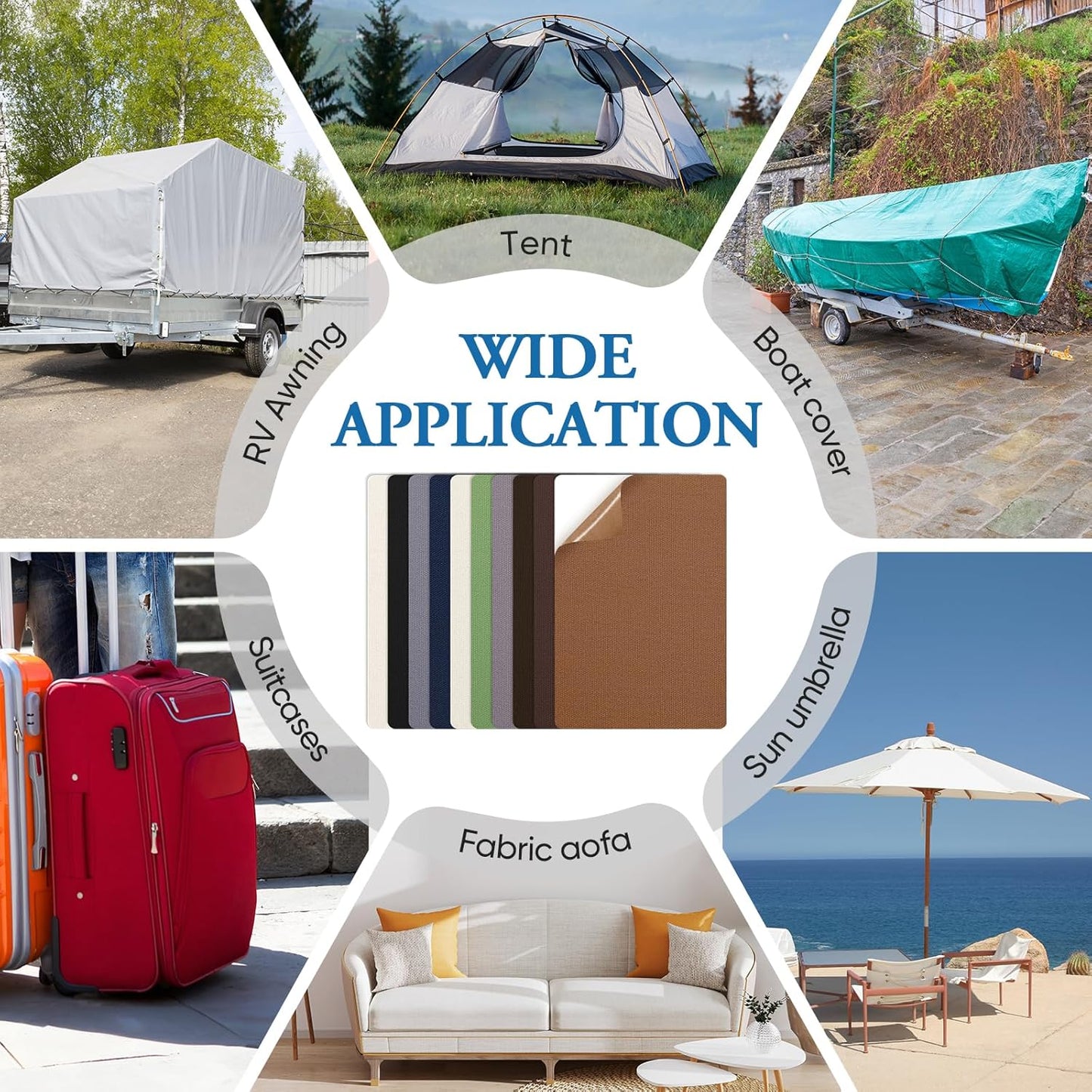 Canvas Patch 5.5 x 8 Inches 6Pcs Self-Adhesive Waterproof Canvas Patch Kit for Repairing Tents,Sofas,Boat Covers,Camping Chair,Awnings,Car Seats.(Beige Yellow)