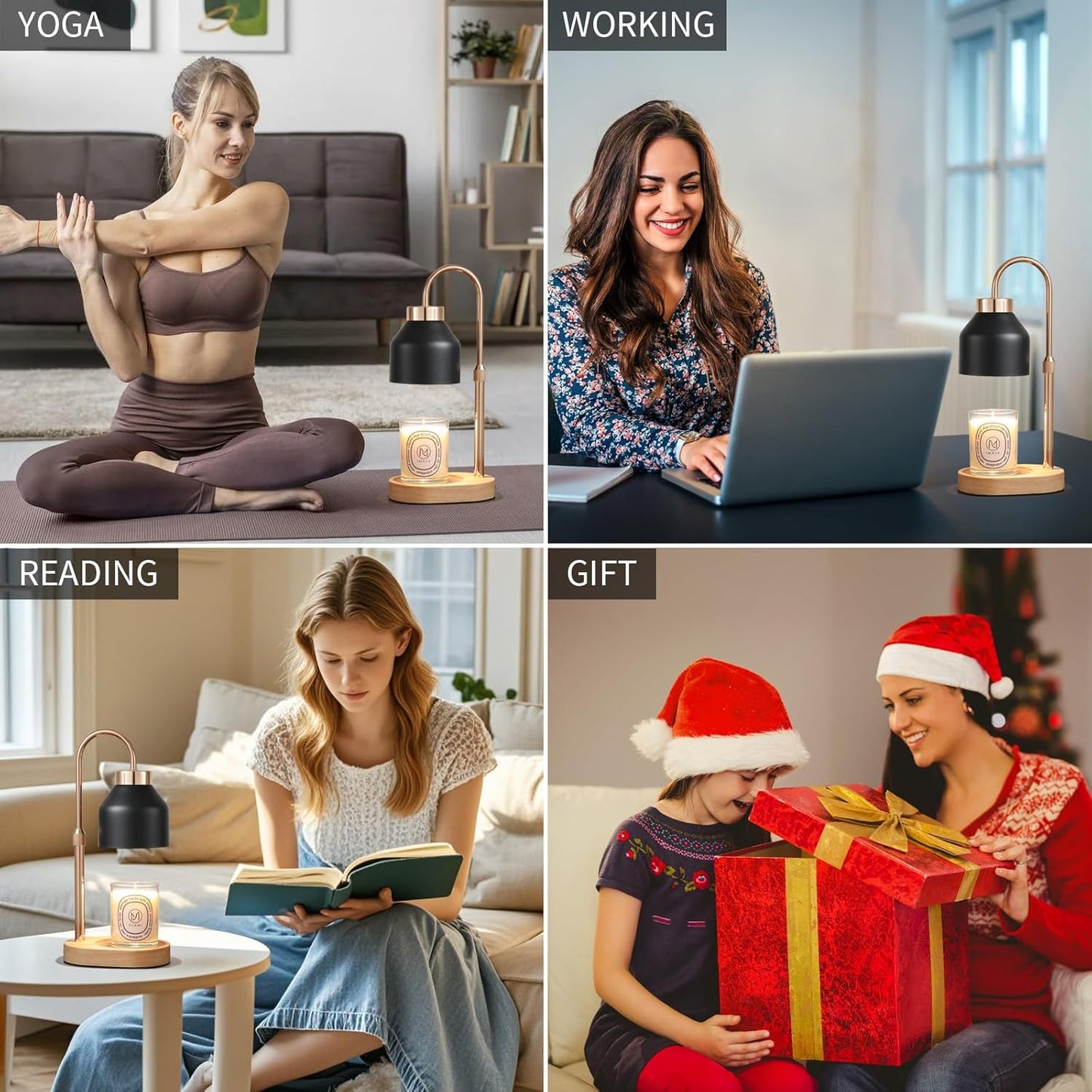 Candle Warmer Lamp with Dimmer and Timer,Home Decor Lamp for Scented Jar,Electric Wax Melt Warmer,Mother's Day/Birthday/Christmas Gifts for Mom/Wife,Adjustable Height,with 2 Bulbs