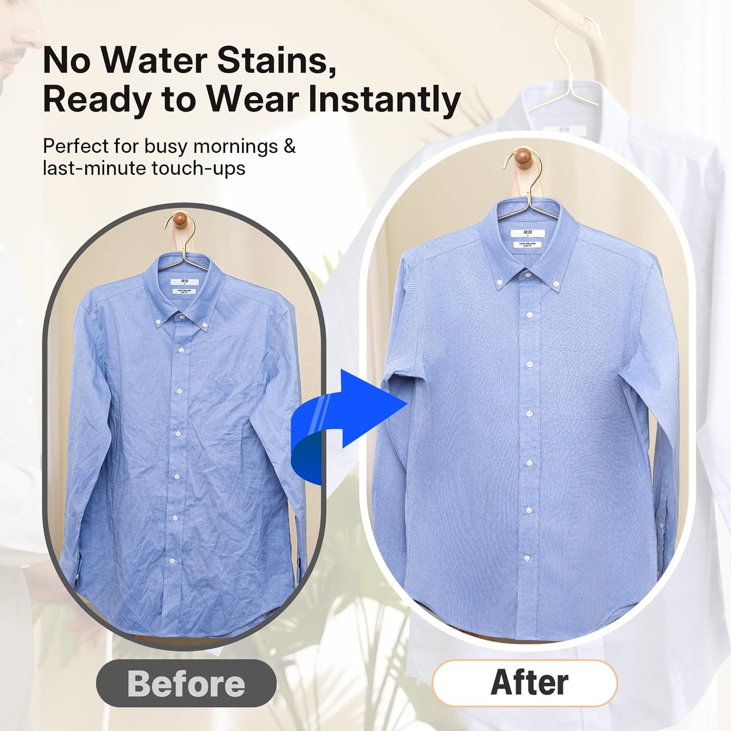 GKJ Steamer for Clothes, Handheld Vacuum Steamer 2300 Pa Suction, Portable Travel Steamers for Clothes, Steaming & Ironing 2 In 1, Auto-Grip, Removes Wrinkle